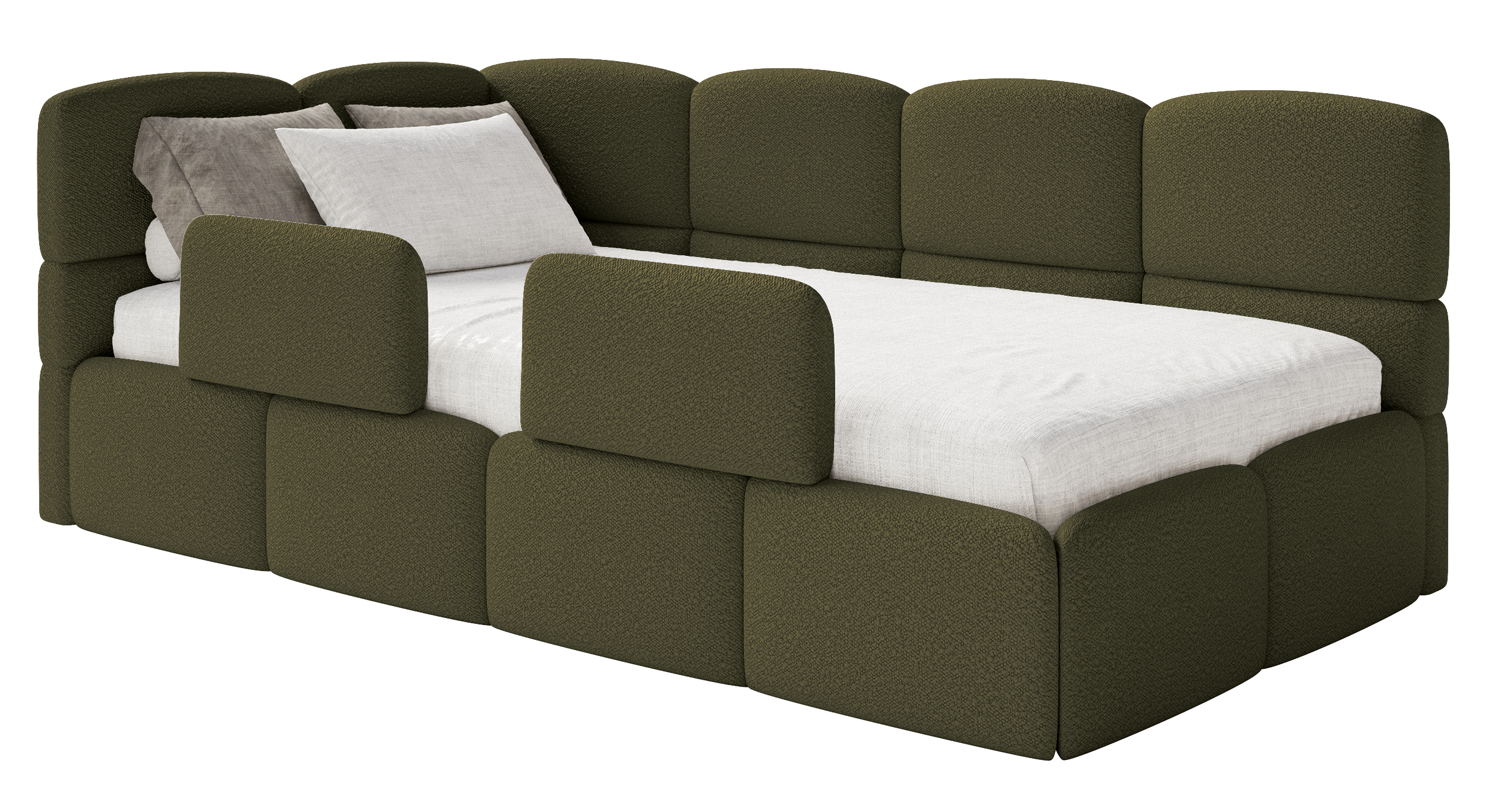 selsey-cloudy-jugendbett-90x200-cm-links-mit-matratze-stauraum-olivgr-ner-boucl image 1