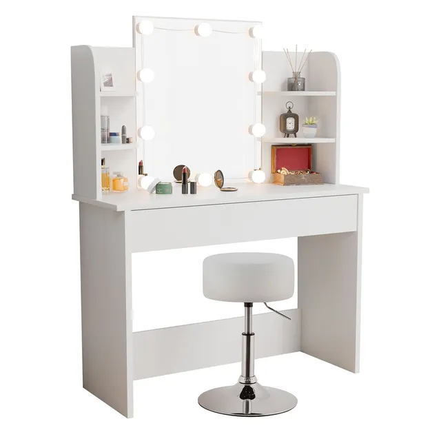 juskys-bella-schminktisch-mit-hocker-tonia-beleuchtet-mit-spiegel image 1