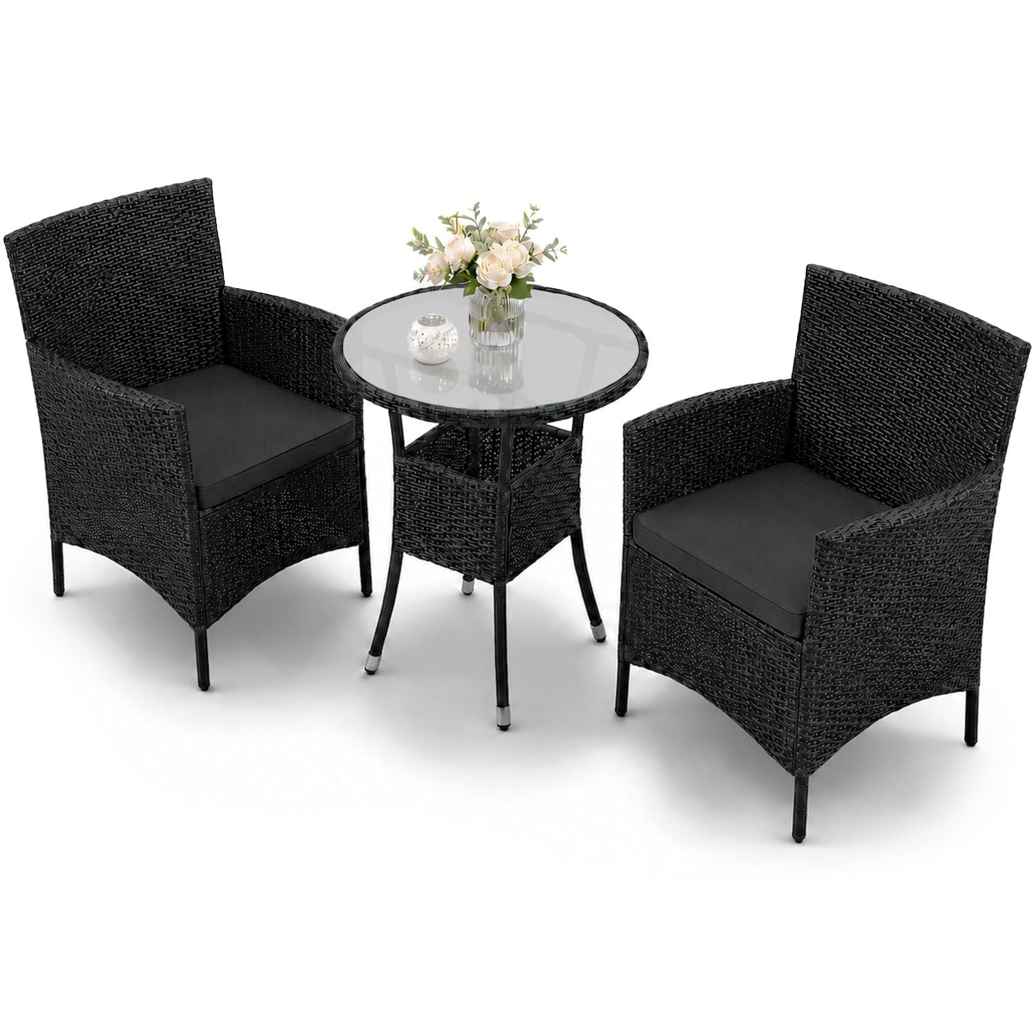 juskys-bayamo-polyrattan-balkon-set-2-personen-schwarz-creme image 1