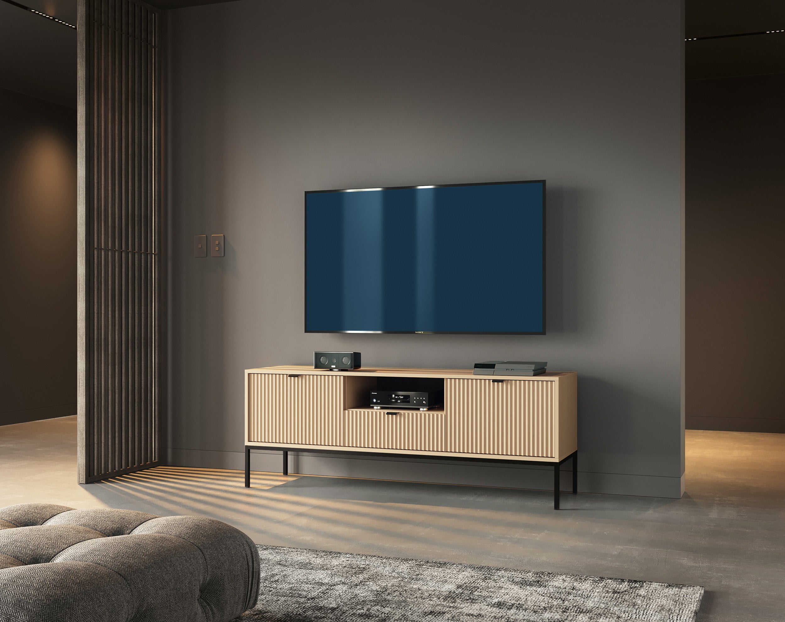 selsey-vellore-tv-schrank-154-cm-mit-schublade-vicenza-eiche-mit-rillenfront-auf image 6