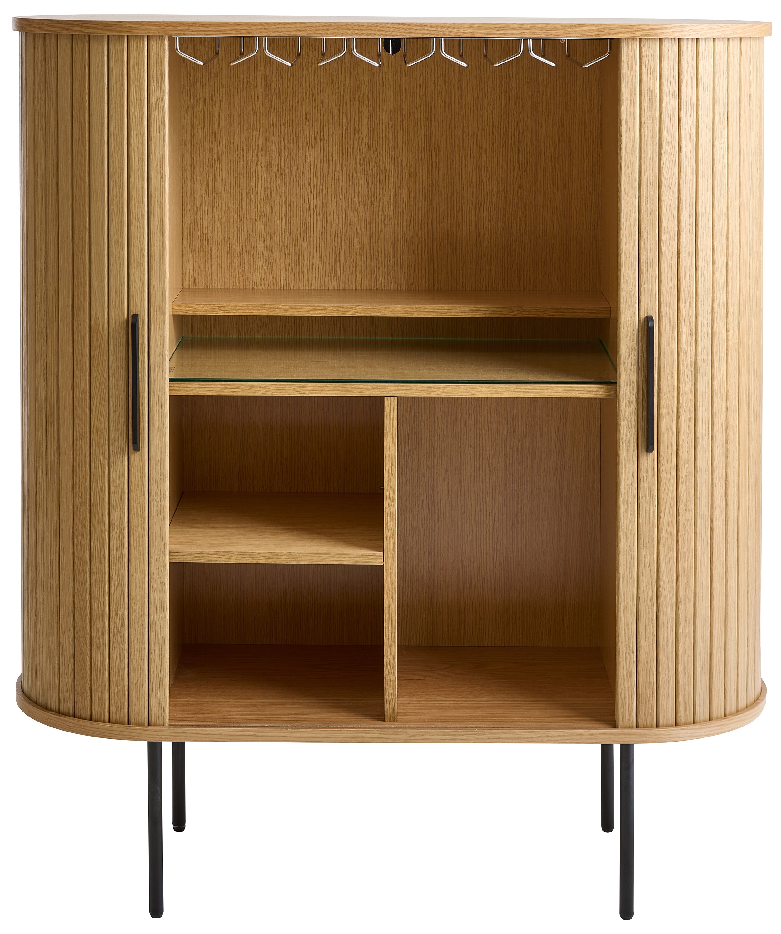 selsey-gativel-hohe-kommode-100-cm-mit-glashaltern-lamellen-eiche-natur image 5