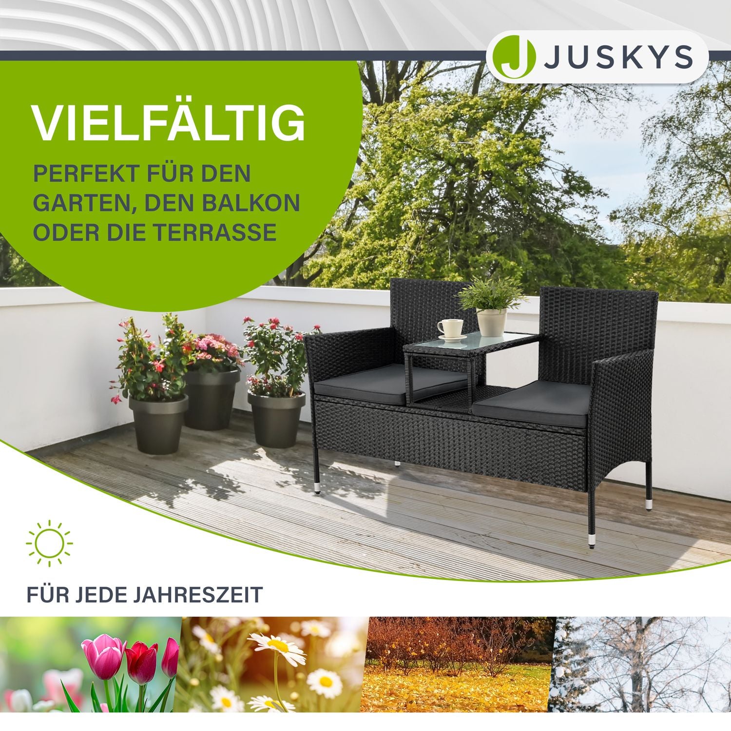 juskys-polyrattan-sitzbank-monaco-2-sitzer-schwarz-mit-tisch image 6
