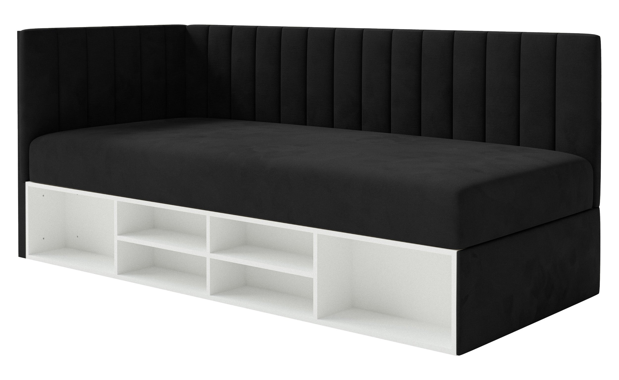 selsey-ventrio-jugendbett-90x200-cm-links-mit-stauraum-und-regalen-schwarzer-vel image 1