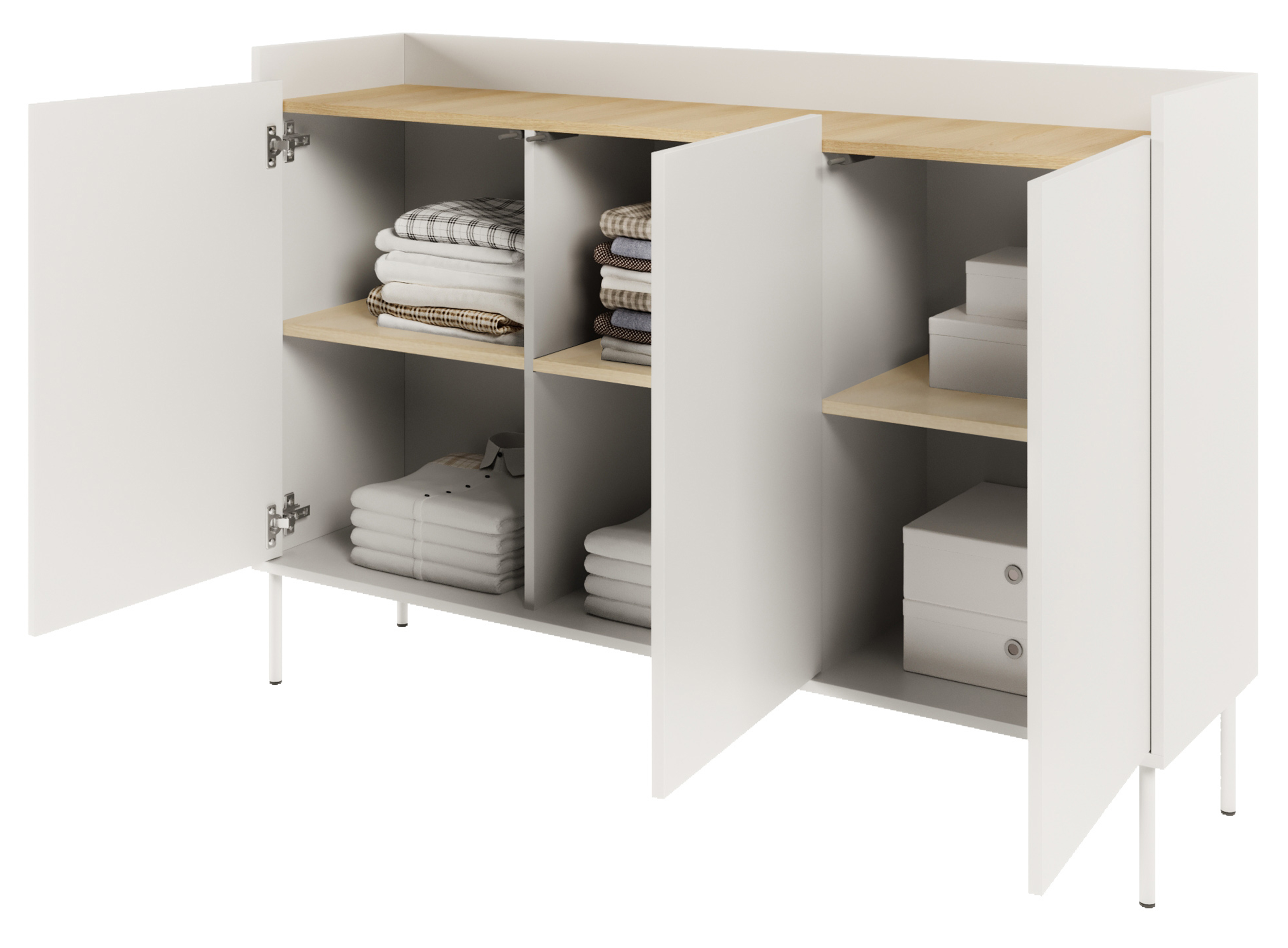 selsey-tovi-kommode-140-cm-mit-dreht-ren-wei-lindberg-eiche image 2