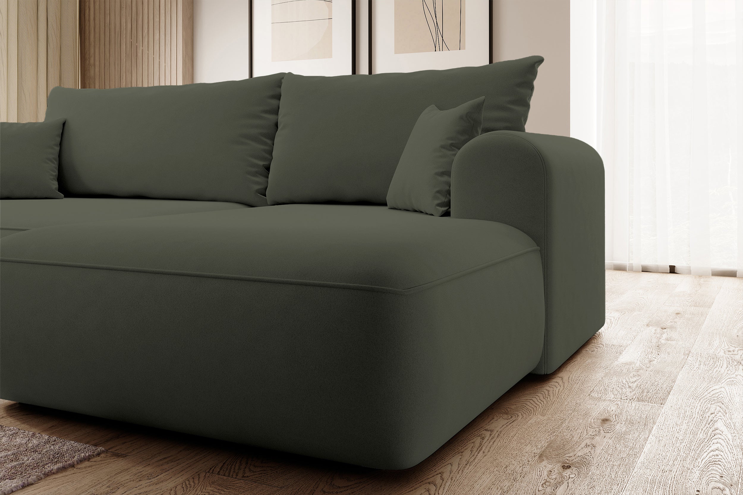selsey-ovo-ecksofa-mit-schlaffunktion-rechtsseitig-l-f-rmig-olivgr-ner-samt-mit- image 4