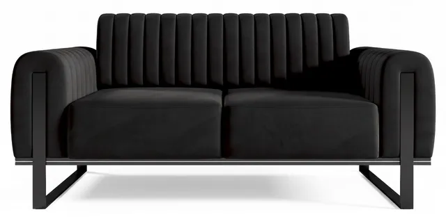 selsey-parissa-zweisitziges-sofa-schwarzer-samt-schwarze-beine image 1