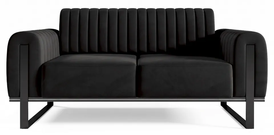 selsey-parissa-zweisitziges-sofa-schwarzer-samt-schwarze-beine image 1