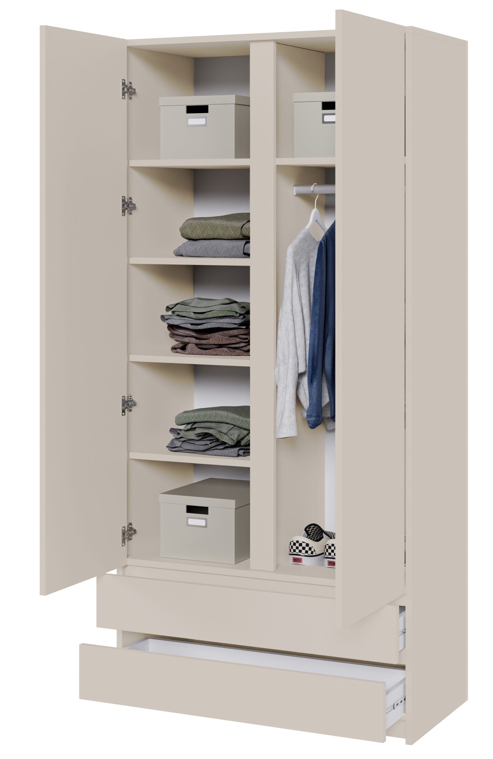 selsey-bemmi-garderobenschrank-zweit-rig-100-cm-kaschmir-mit-zwei-schubladen image 5