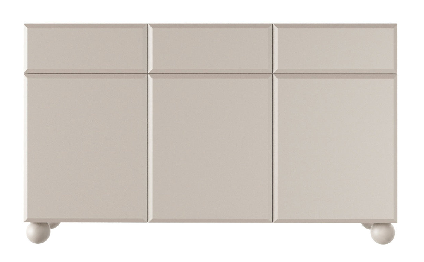 selsey-chocolated-kommode-150-cm-dreit-rig-mit-3-schubladen-sandbeige-kugelf-e image 7