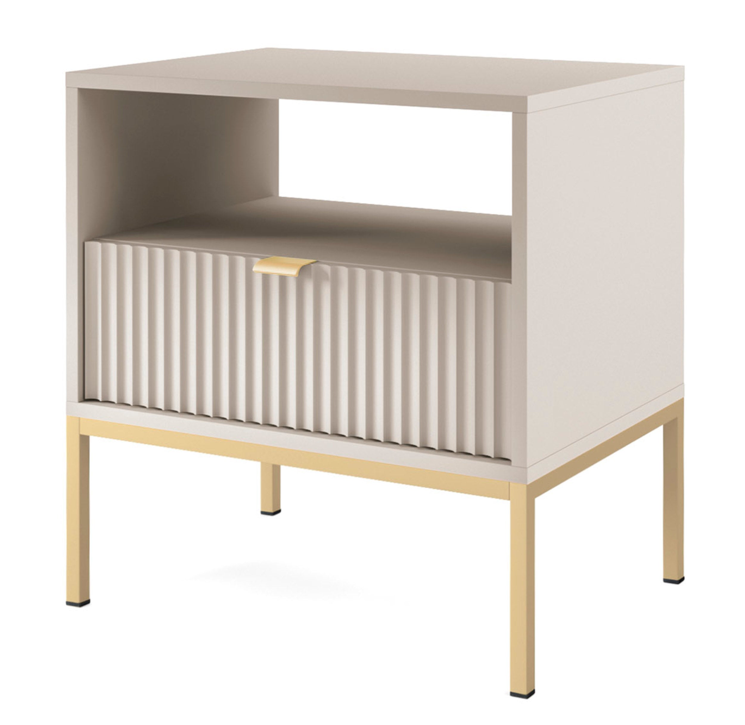 selsey-vellore-nachttisch-54-cm-kaschmir-mit-rillenfront-und-goldgestell image 1