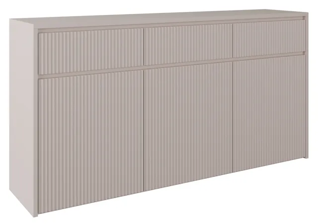 selsey-vemmi-dreht-r-kommode-155-cm-mit-3-schubladen-geriffelte-kaschmir-front image 1