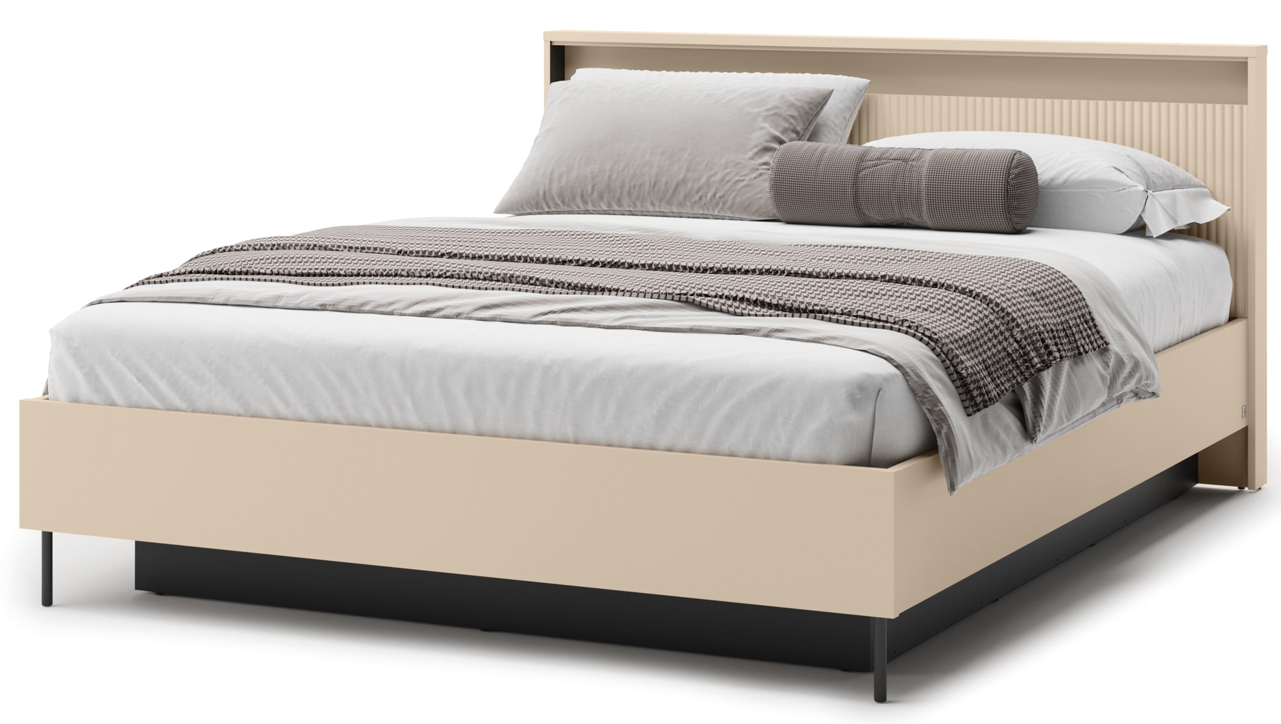 selsey-trend-bett-160x200-cm-geriffelt-mit-stauraum-und-beleuchtung-sandbeige-sc image 1