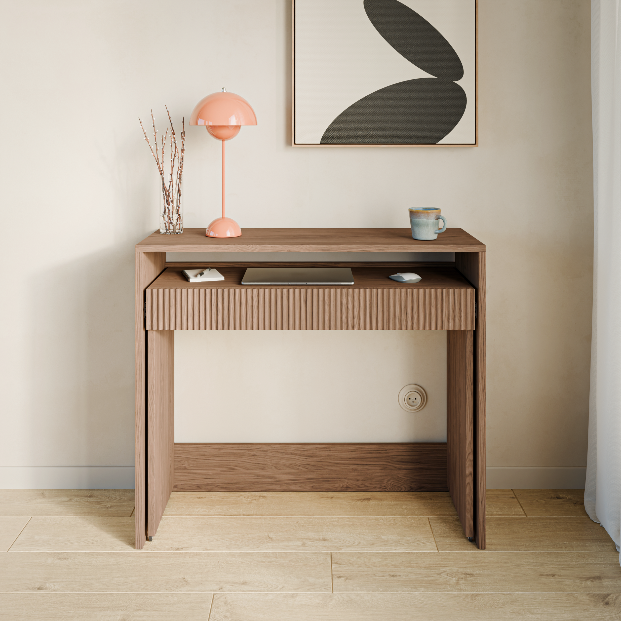 selsey-zoom-ausziehbarer-schreibtisch-98-cm-mit-schublade-eiche-casella image 2