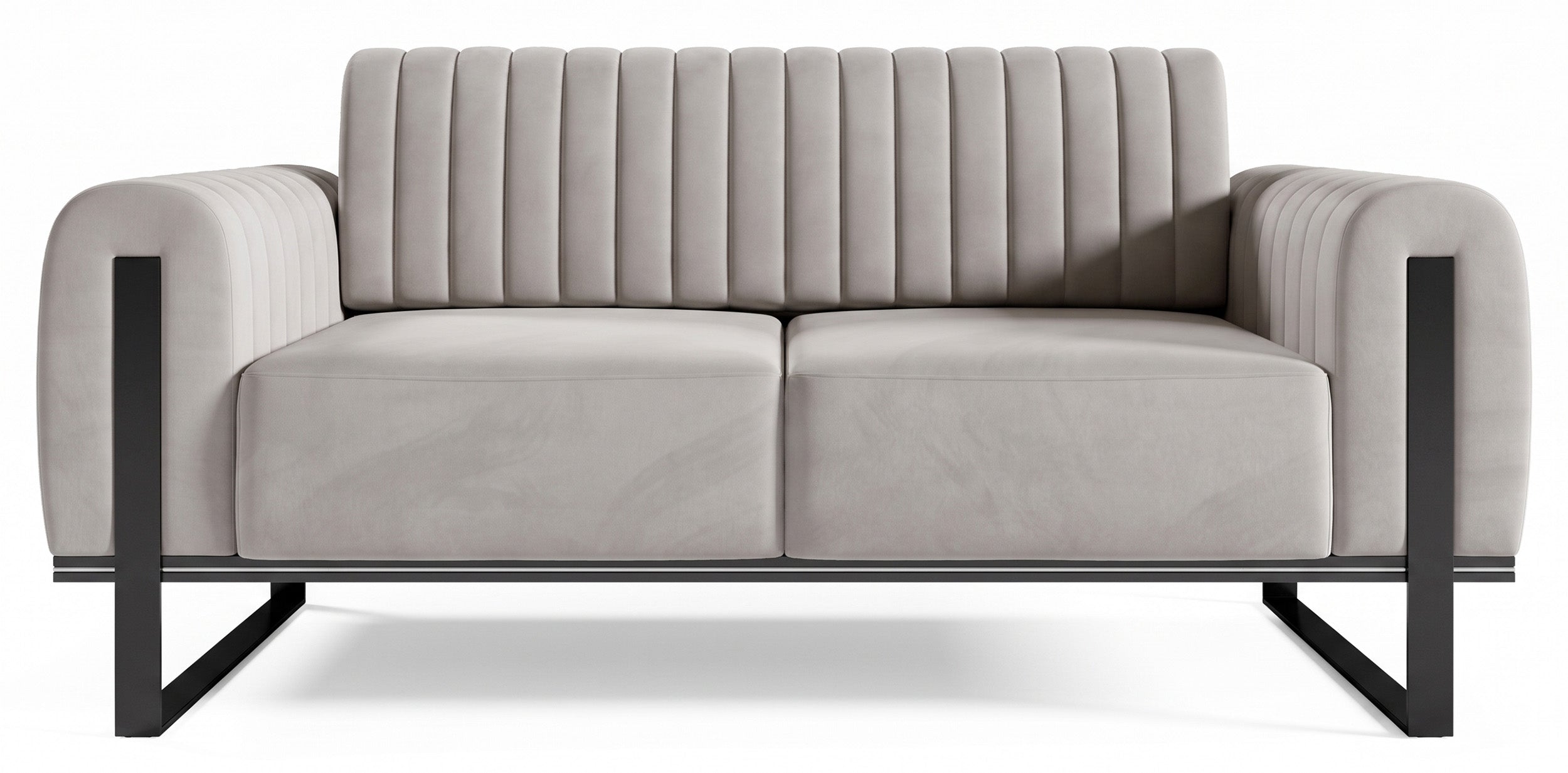 selsey-parissa-zweisitziges-sofa-hellgrauer-samt-schwarze-beine image 1