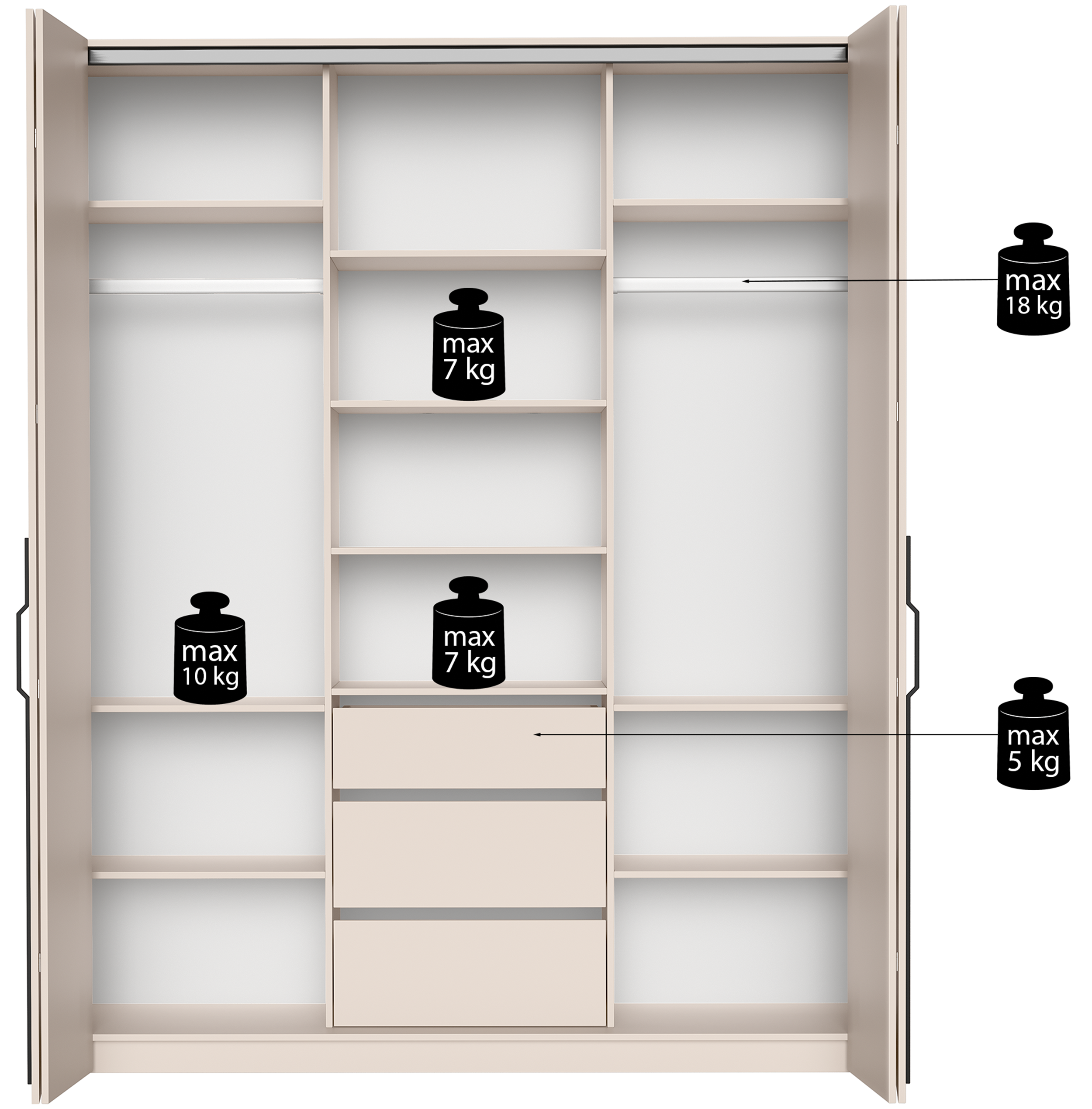 selsey-bari-kleiderschrank-200-cm-zweit-rig-mit-drei-schubladen-kaschmir image 8