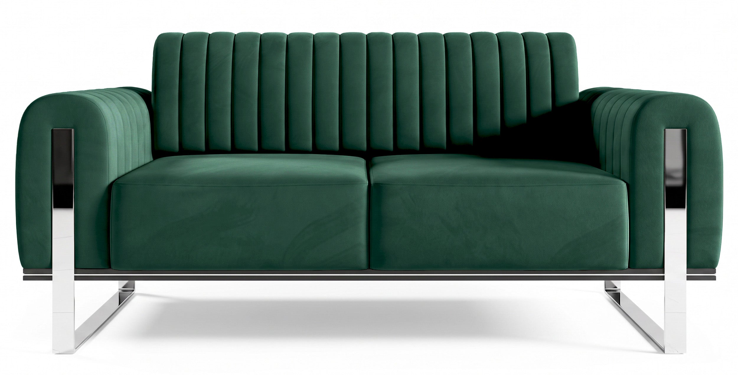 selsey-parissa-zweisitziges-sofa-gr-n-samt-mit-chrombeinen image 1