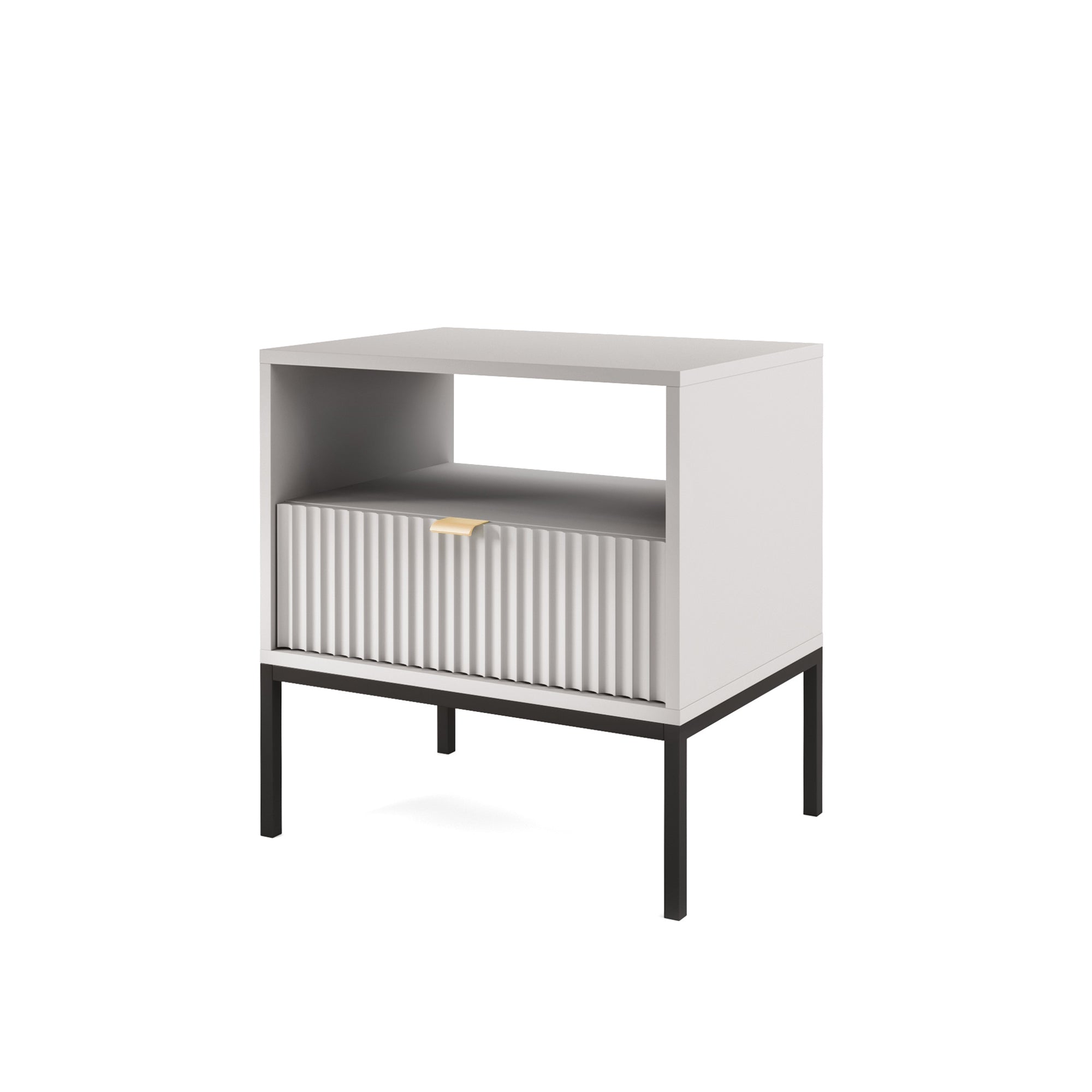 selsey-vellore-nachttisch-54-cm-grau-geriffelte-front-goldener-griff image 1