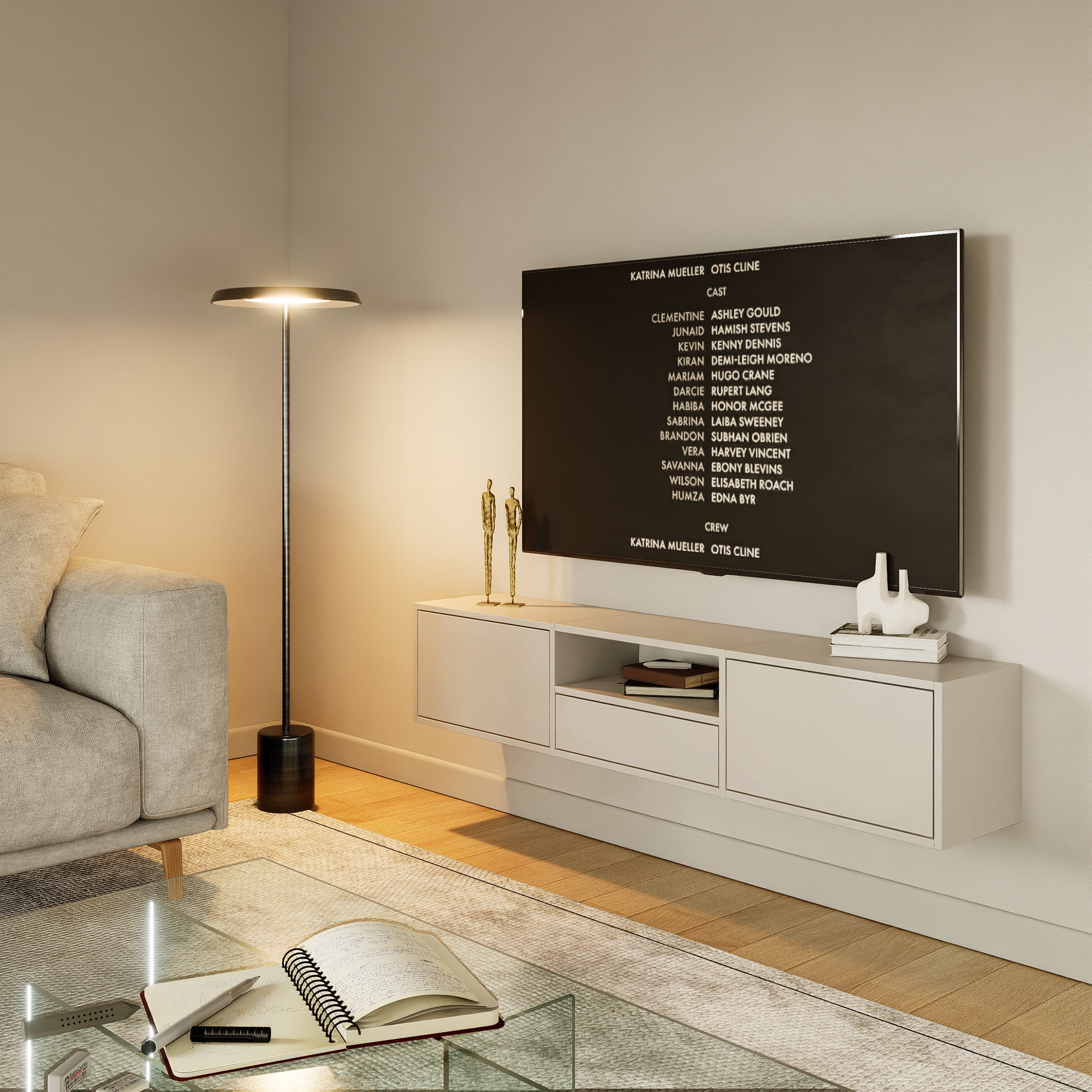 selsey-framme-h-ngender-tv-schrank-150-cm-mit-klappen-kaschmir image 2