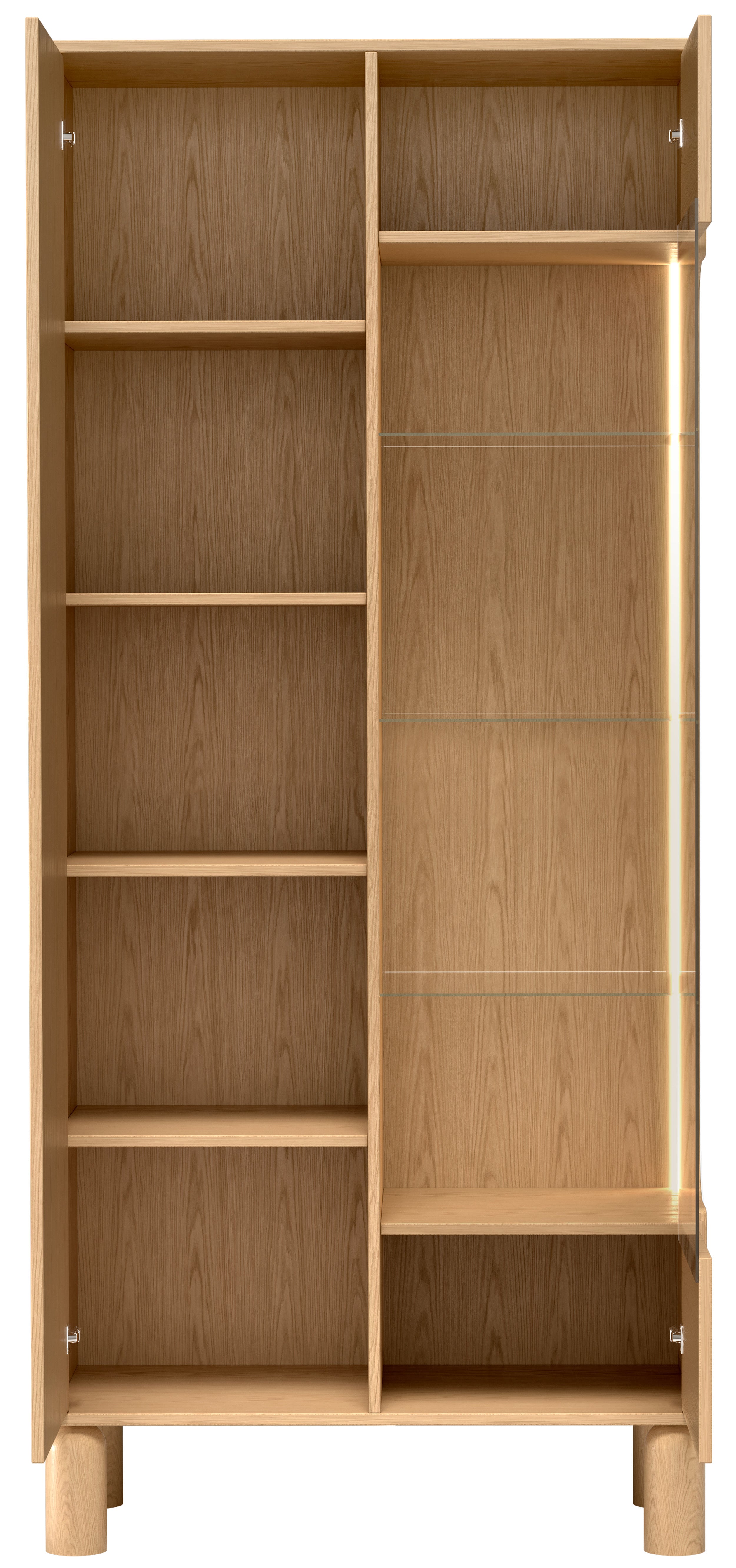 selsey-sanden-hohe-vitrine-zweit-rig-89-cm-eiche-bookmatch-mit-led-beleuchtung-1 image 3
