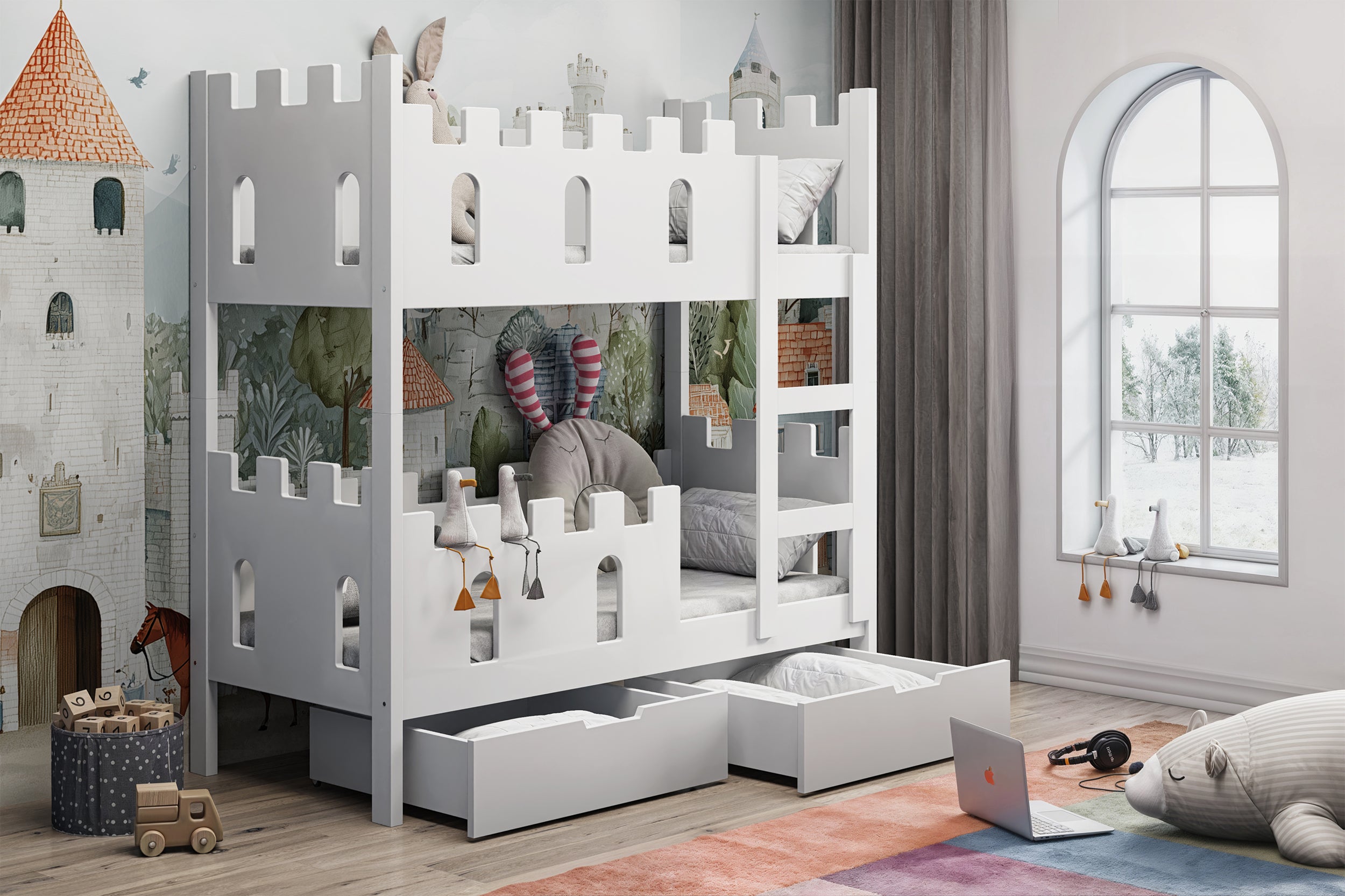 selsey-castelo-etagenbett-75x180-cm-mit-matratzen-und-schubladen-wei image 3