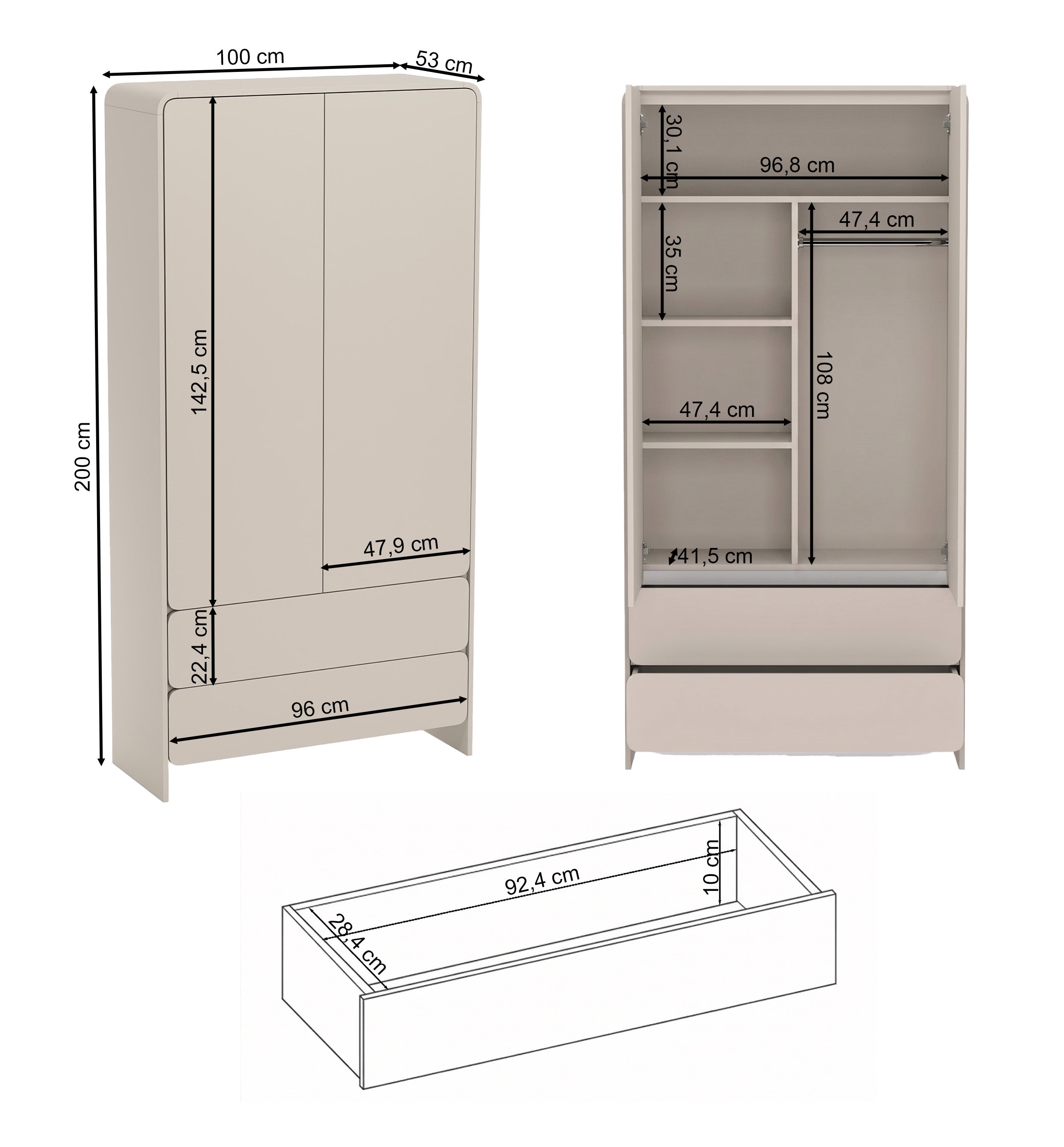 selsey-lummo-zweifl-geliger-kleiderschrank-mit-zwei-schubladen-100-cm-kaschmir image 8