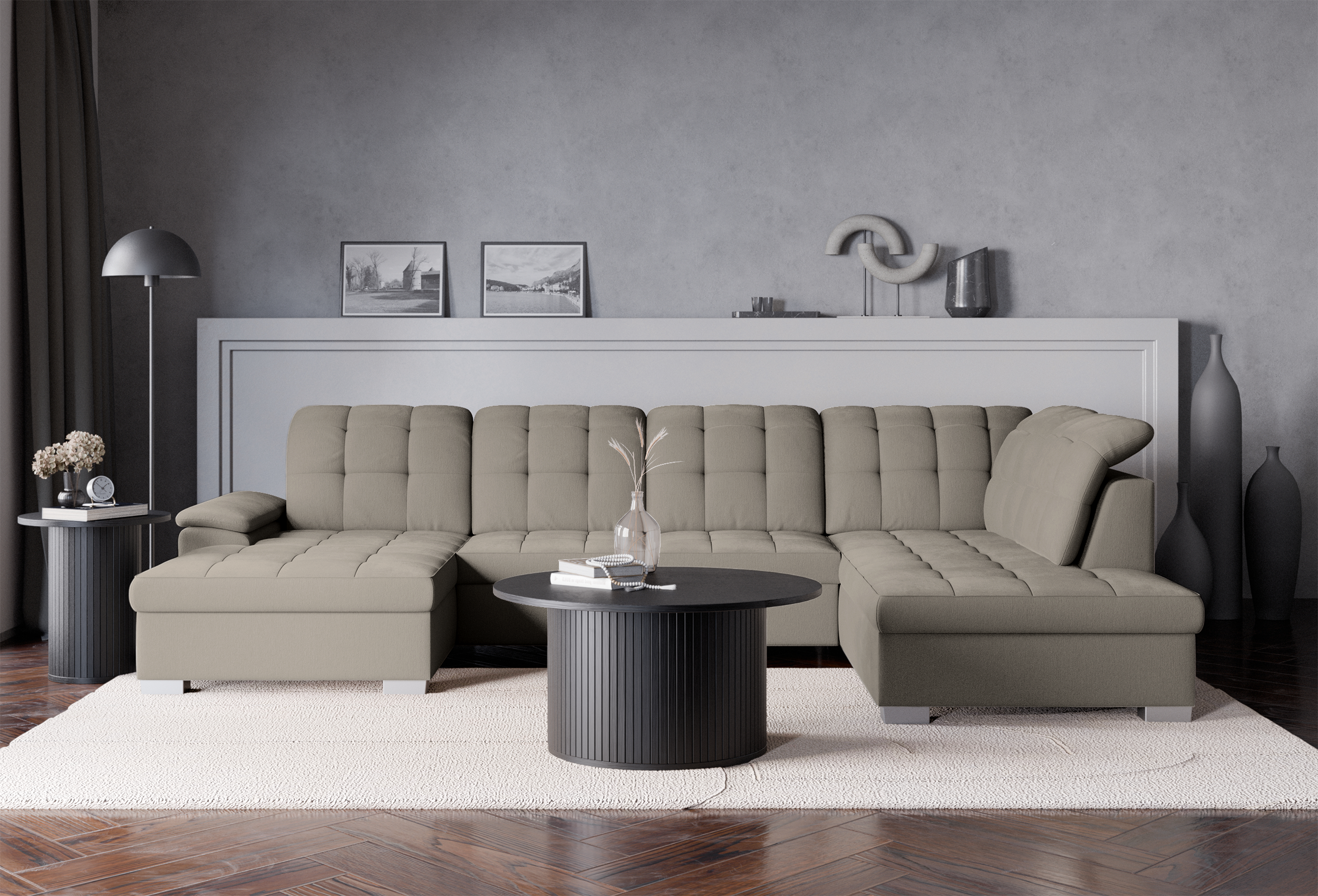 selsey-jamaal-ecksofa-u-f-rmig-links-mit-schlaffunktion-und-stauraum-grau-beige image 2
