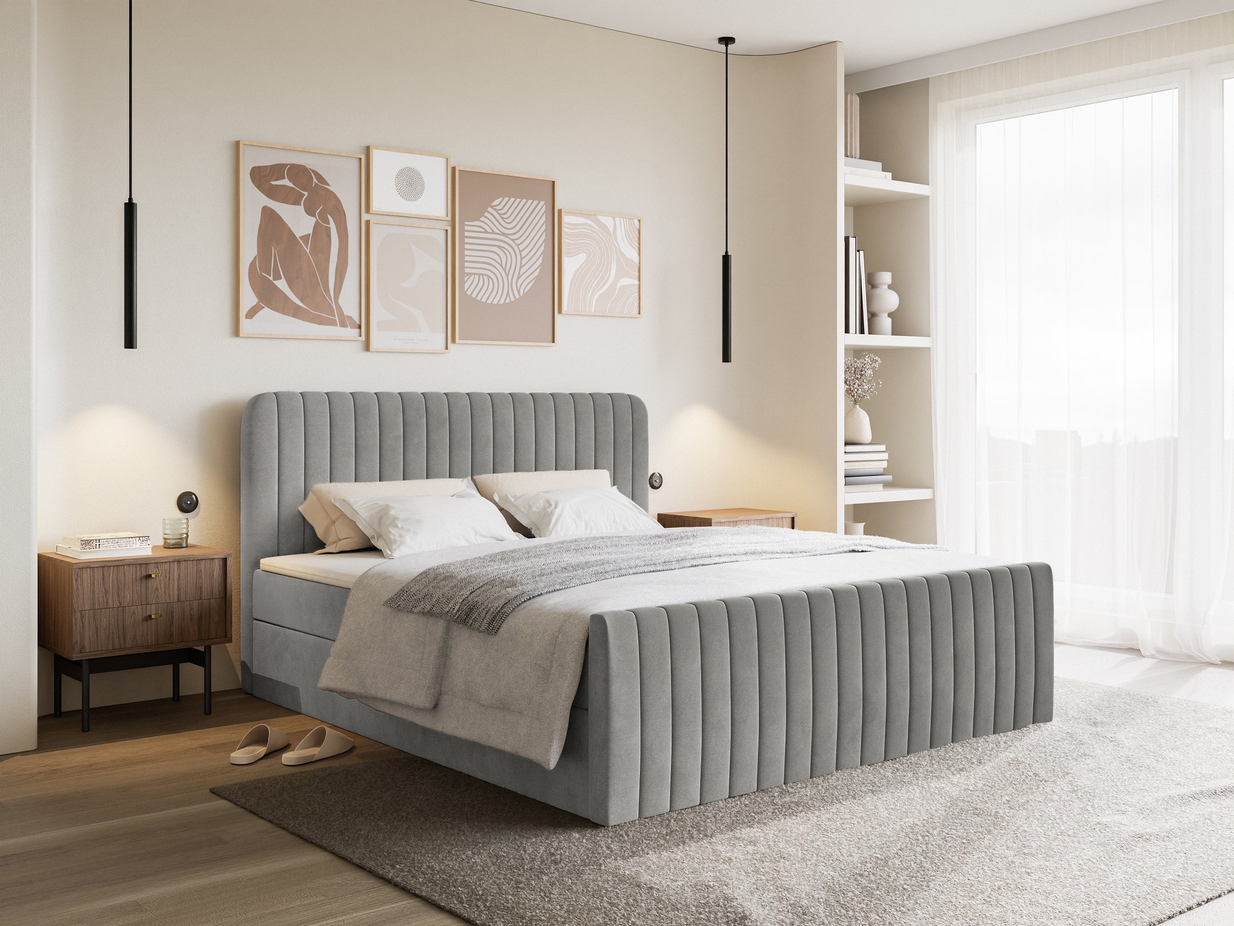 selsey-saliano-kontinentalbett-160x200-grauer-samt-mit-stauraum-topper image 2