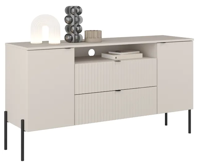 selsey-ore-kommode-140-cm-zweit-rig-mit-2-schubladen-kaschmir-mit-rillenfront image 1
