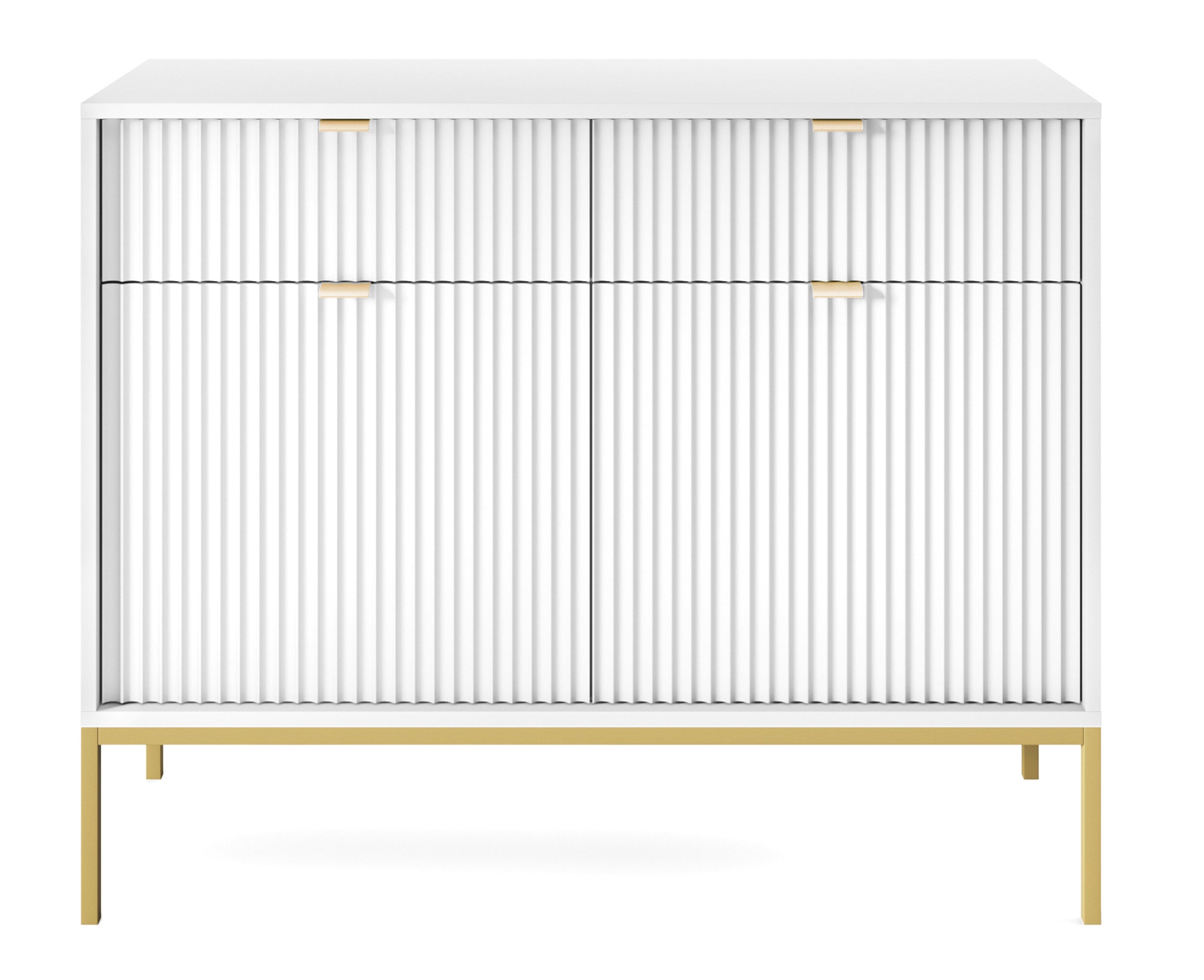 selsey-vellore-zweit-rige-kommode-104-cm-wei-mit-rillenfronten-und-goldenem-gest image 5