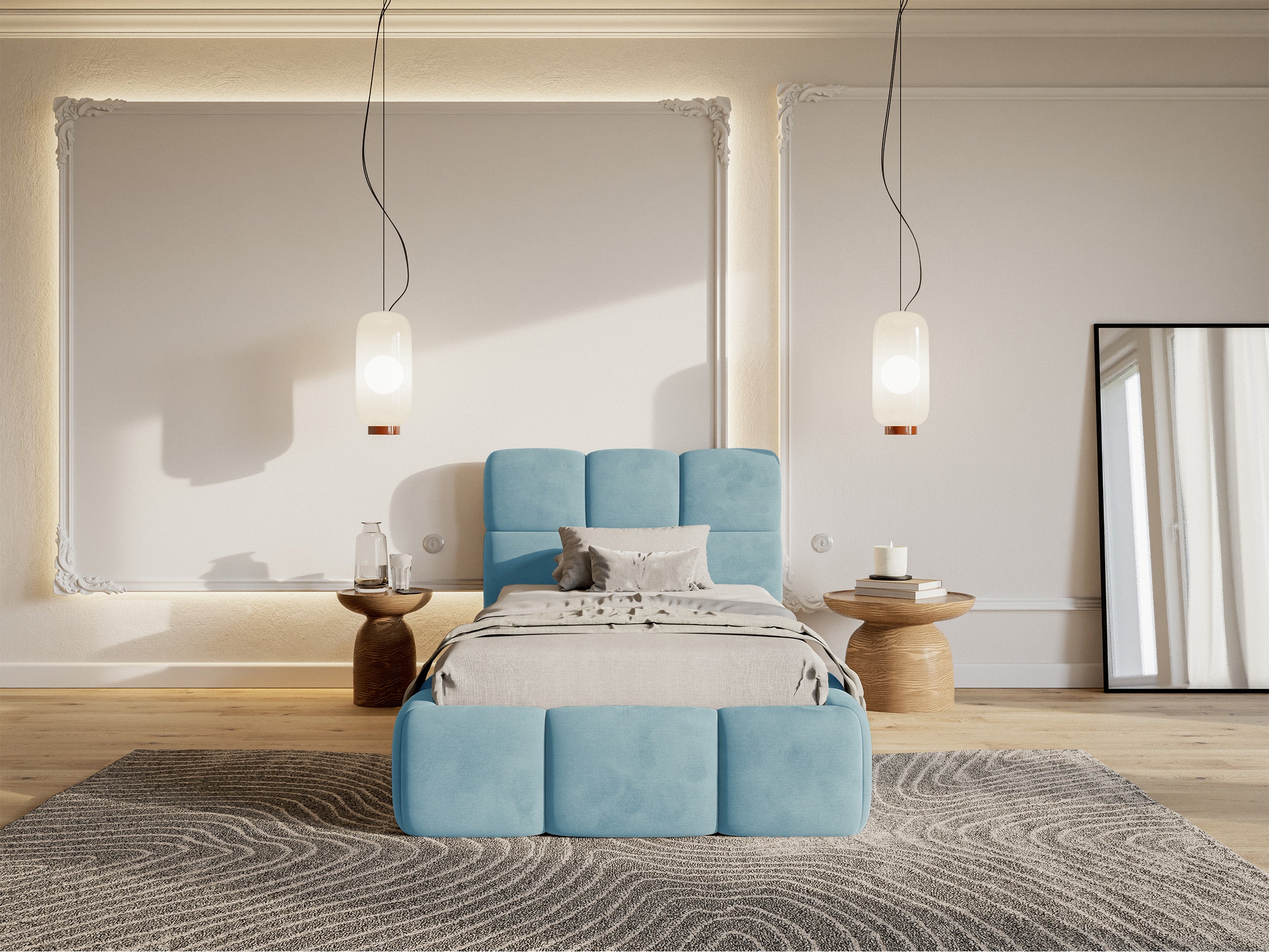 selsey-cloudy-gepolstertes-bett-90x200-cm-velours-hellblau-wasserabweisend image 4