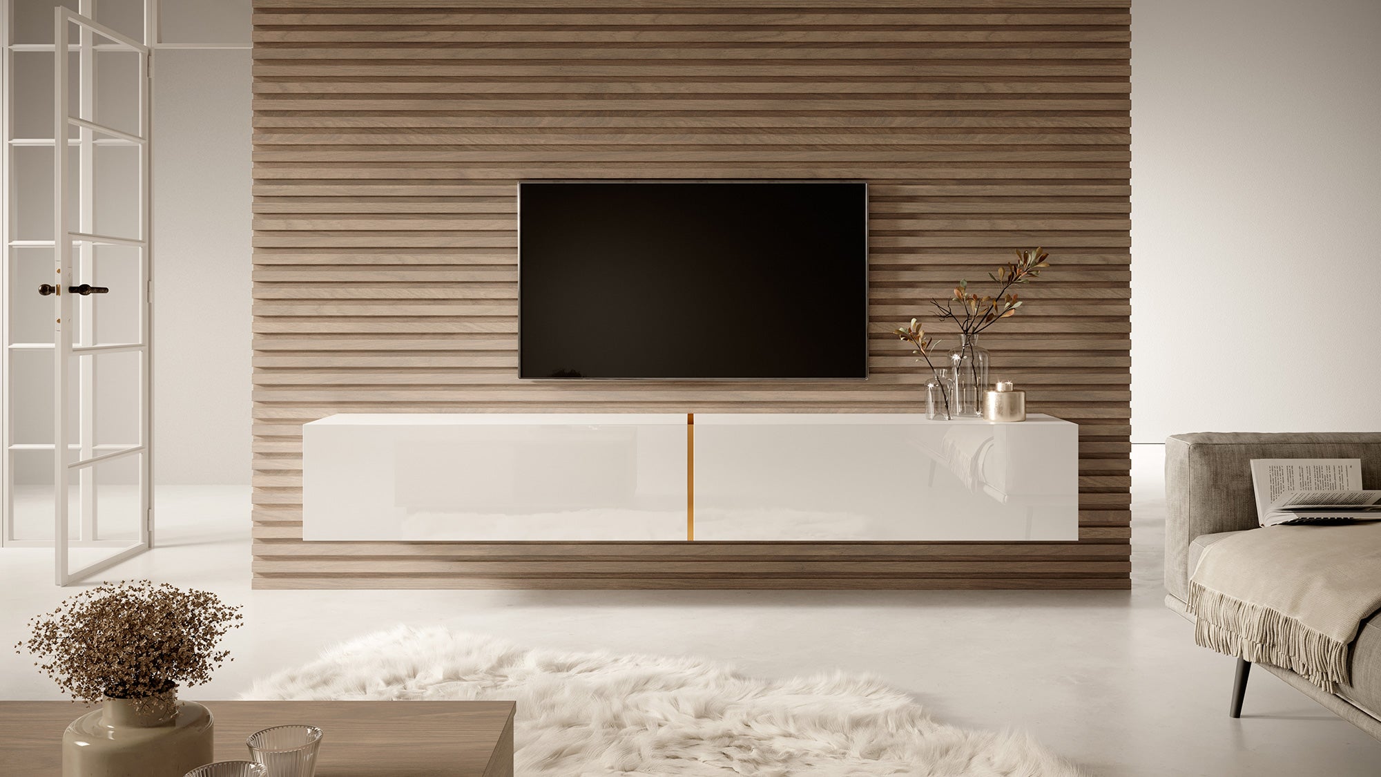 selsey-bisira-tv-schrank-200-cm-wei-mit-goldenem-einsatz image 2