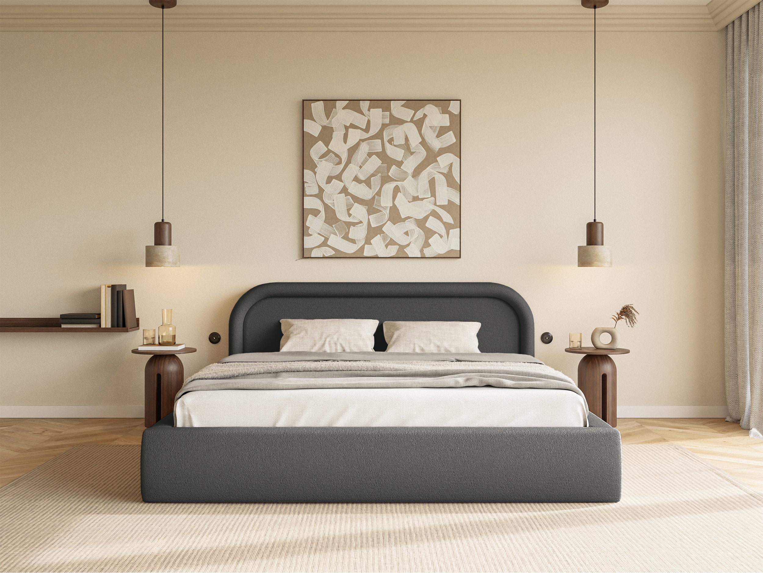 selsey-ruvi-gepolstertes-bett-160x200-cm-mit-stauraum-graphit-chenille image 2