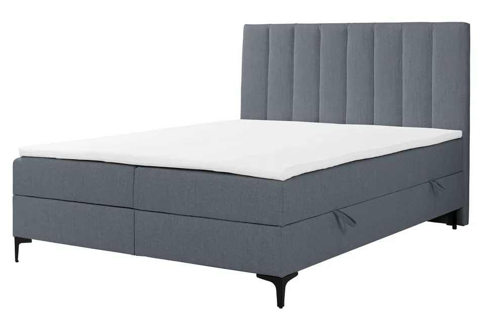 selsey-lorentes-kontinentales-bett-160x200-cm-mit-stauraum-und-topper-dunkelgrau image 1