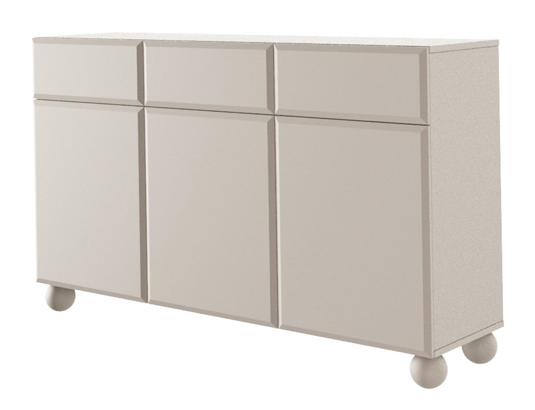 selsey-chocolated-kommode-150-cm-dreit-rig-mit-3-schubladen-sandbeige-kugelf-e image 8
