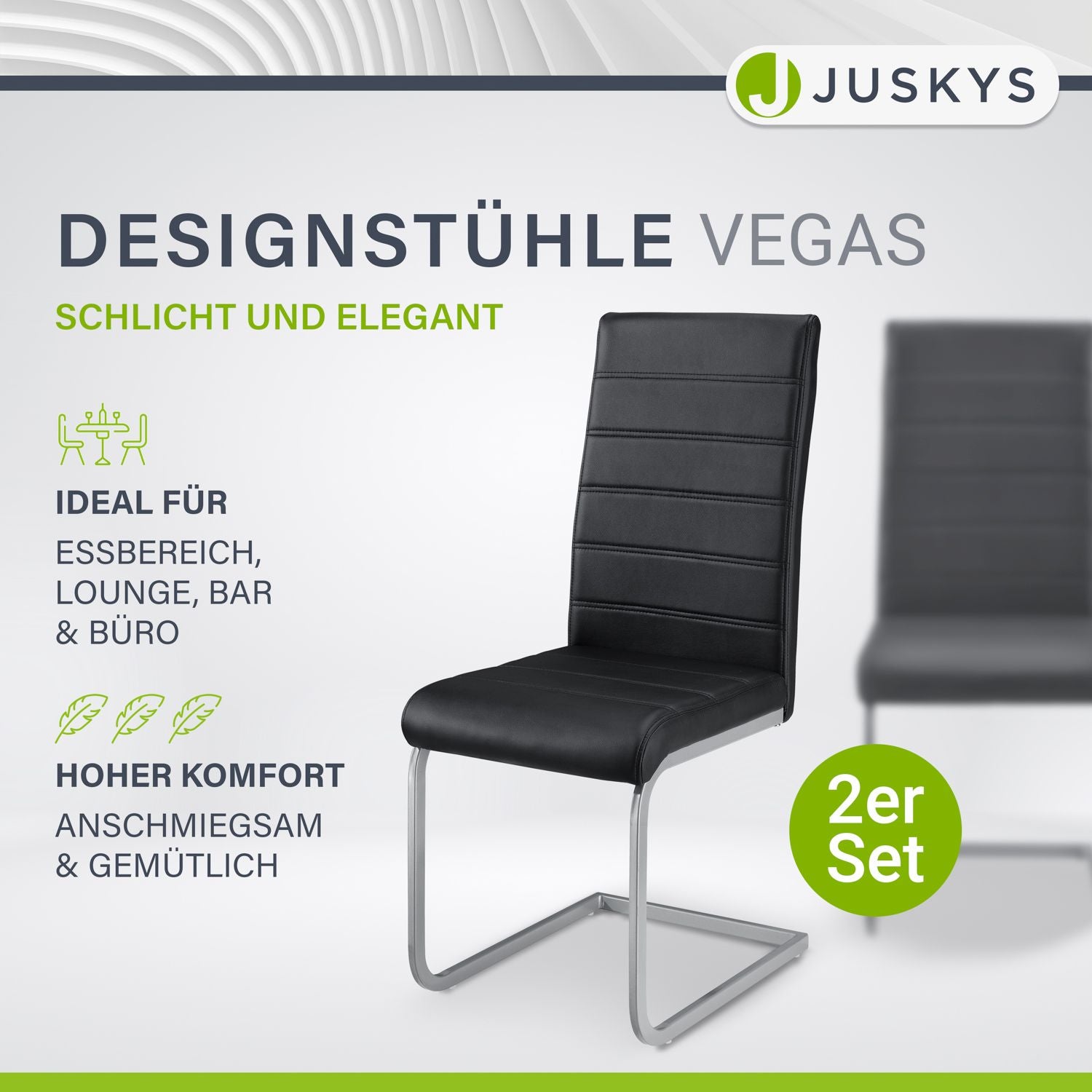 juskys-vegas-freischwinger-stuhl-2er-set-kunstleder-schwarz-metall image 2