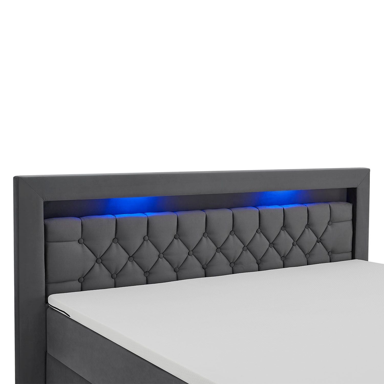juskys-boxspringbett-leona-samt-grau-mit-led-kopfteil-und-topper image 7