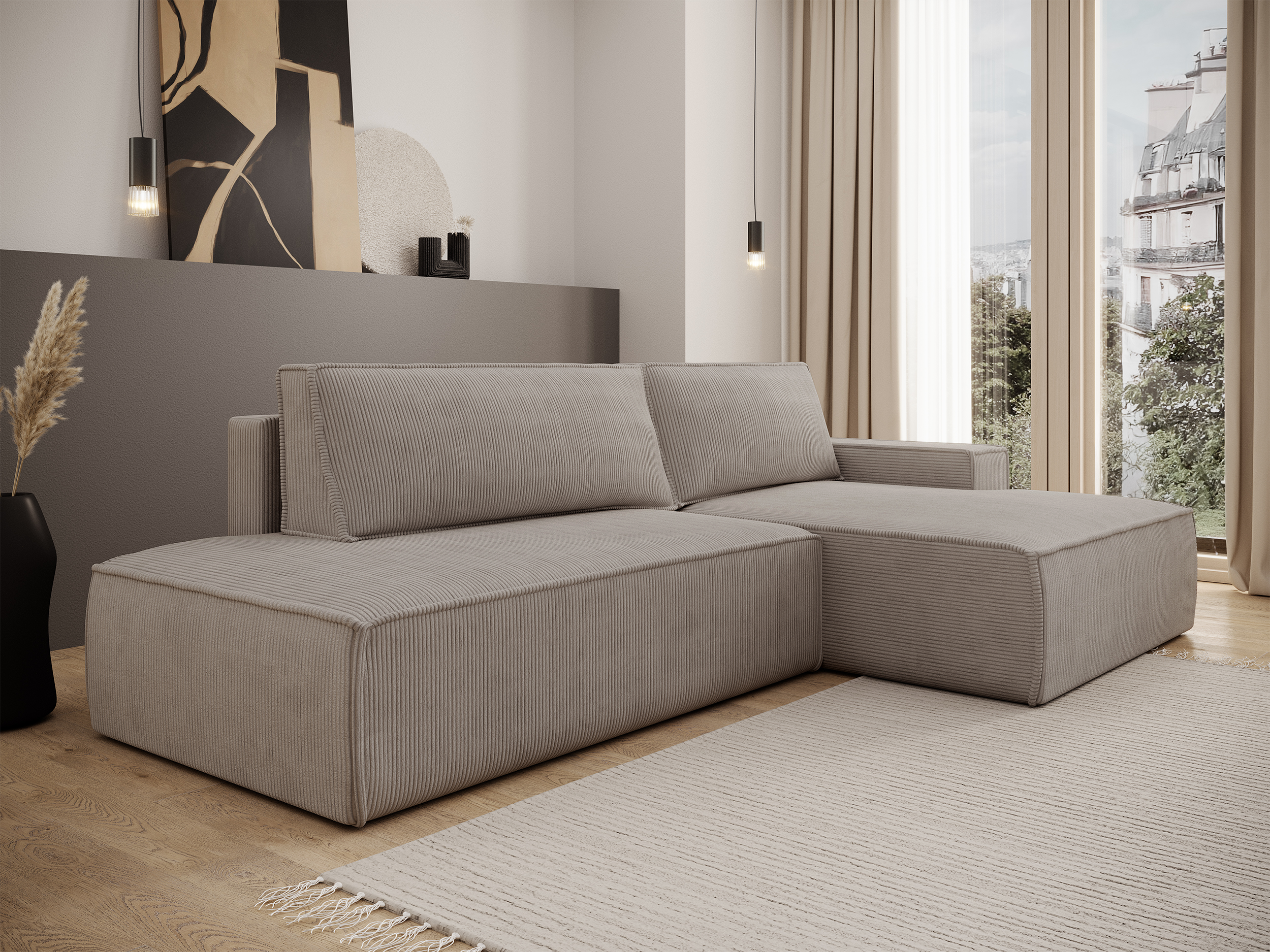 selsey-felicjo-ecksofa-mit-schlaffunktion-l-form-rechts-mit-stauraum-beige-cords image 2