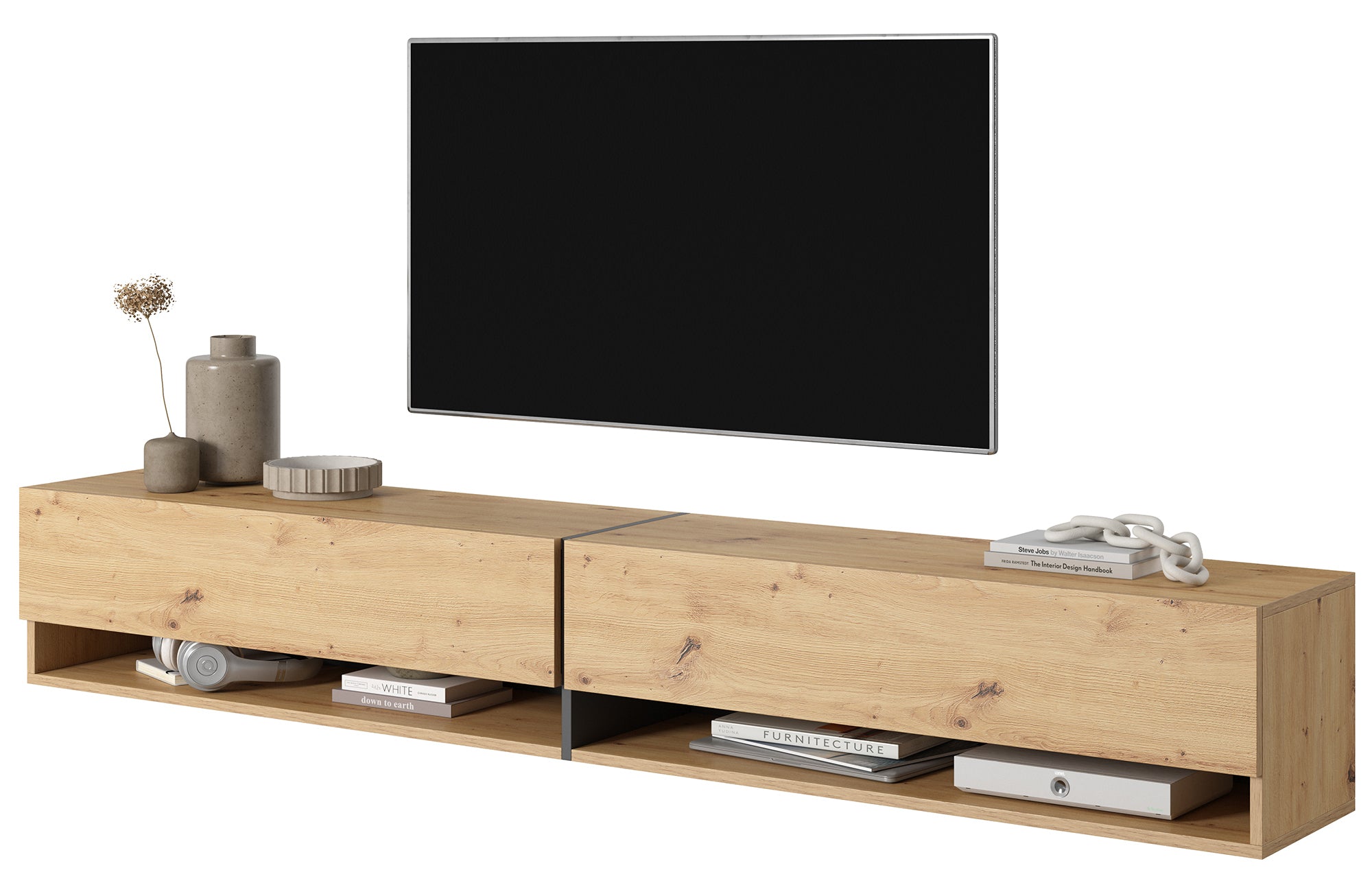 selsey-mirrgo-tv-schrank-200-cm-artisan-eiche-mit-grafitfarbenen-eins-tzen image 1