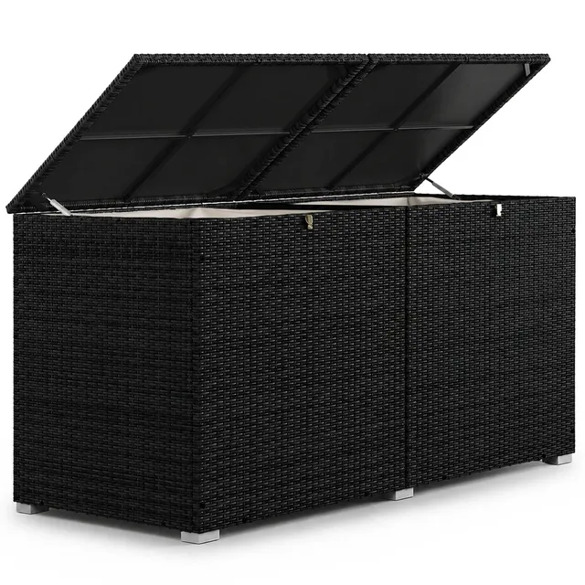 juskys-polyrattan-auflagenbox-ikaria-950-l-gartenbox-schwarz-mit-deckel image 1