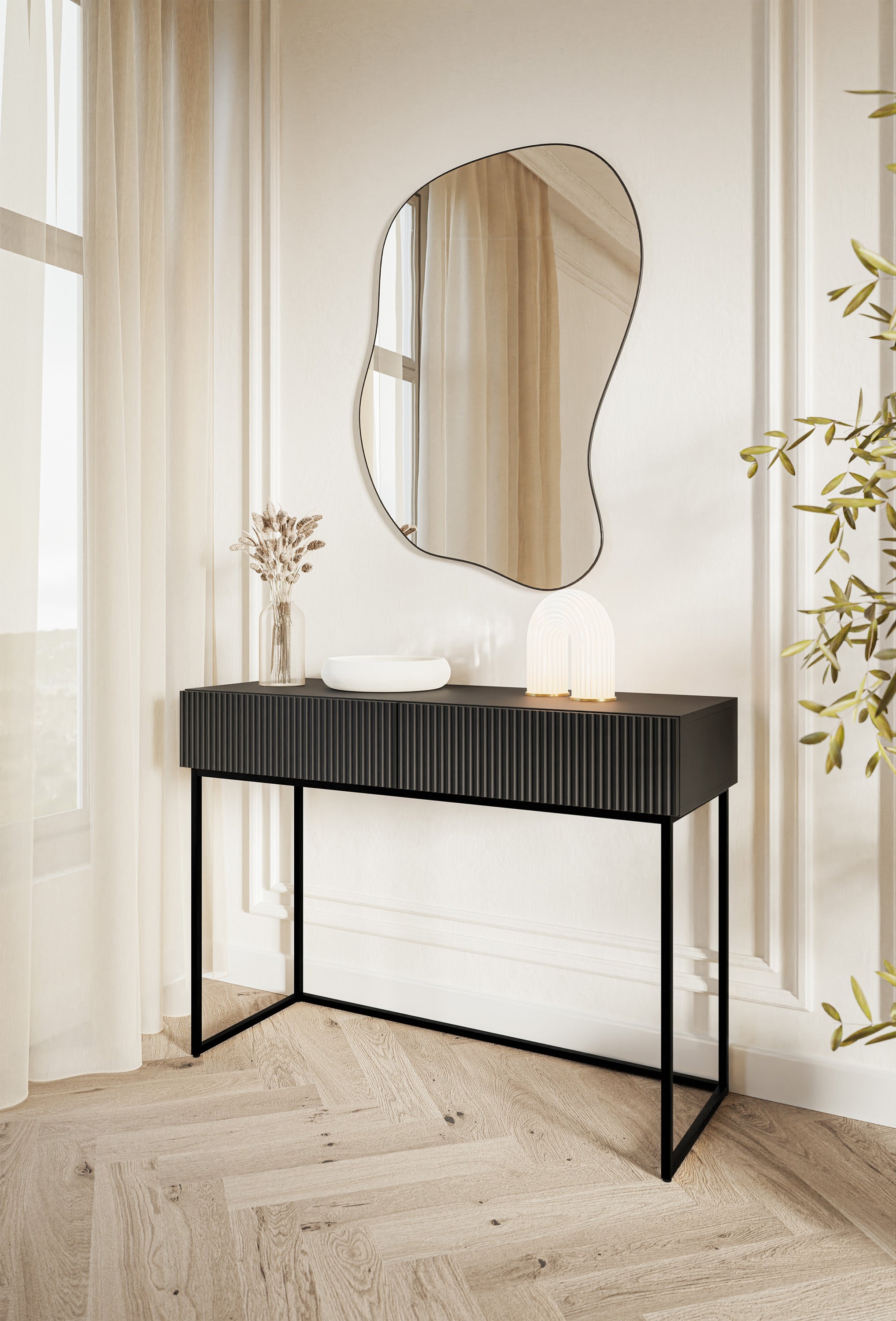 selsey-veldio-schminktisch-toilettentisch-110-cm-schwarz-mit-2-schubladen image 3