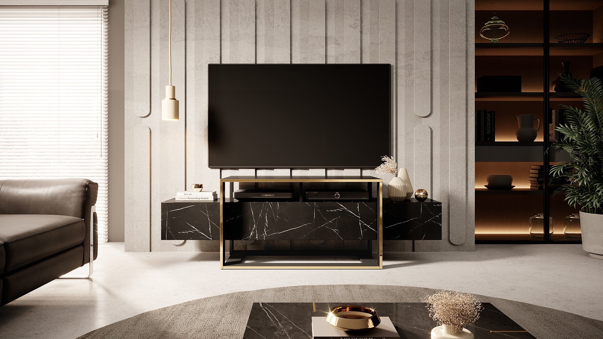selsey-excelsum-tv-schrank-160-cm-schwarzer-marmor-mit-abschlie-barem-fach image 7