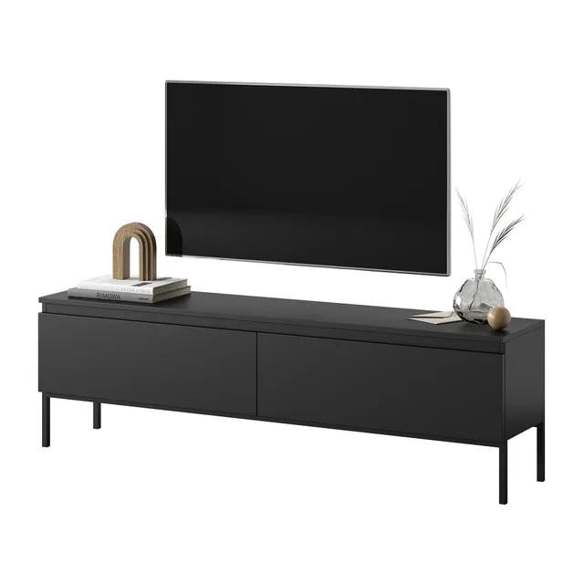 selsey-tv-schrank-bemmi-150-cm-schwarz-mit-schwarzen-stahlbeinen image 1