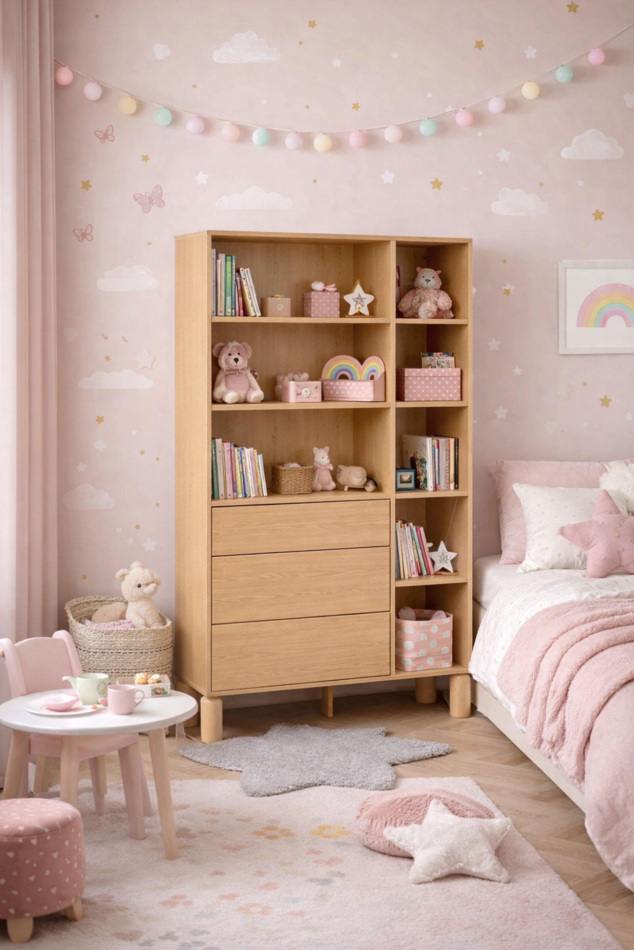 selsey-sanden-regal-110-cm-eiche-bookmatch-mit-drei-schubladen image 8