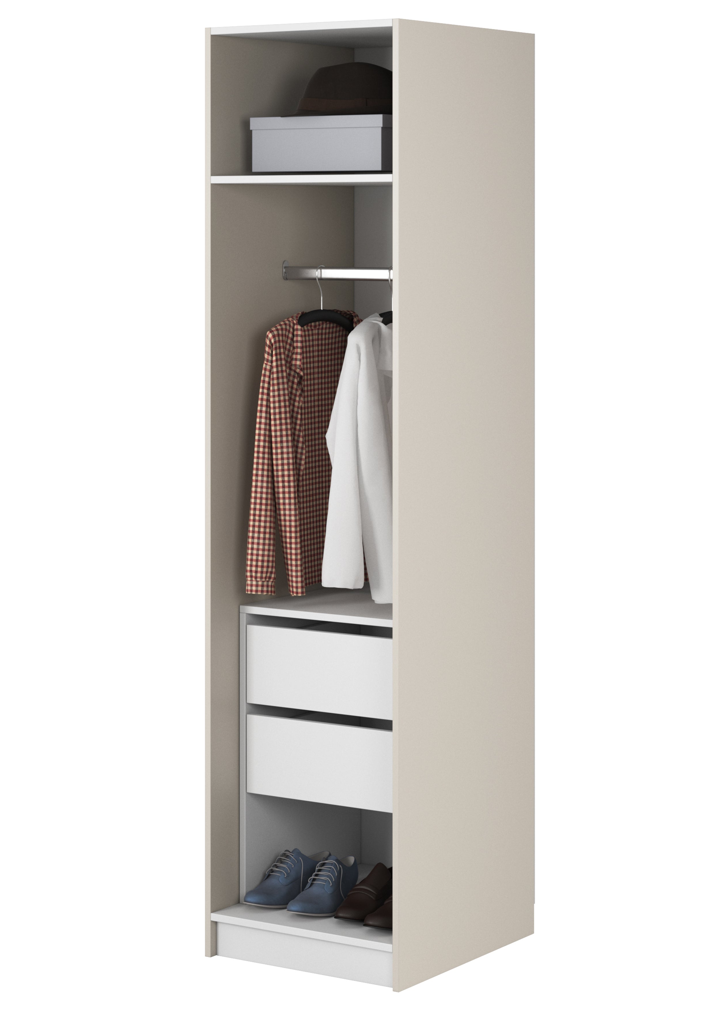 selsey-frame-kleiderschrank-eint-rig-mit-kleiderstange-und-regalen-grau-beige-50 image 3