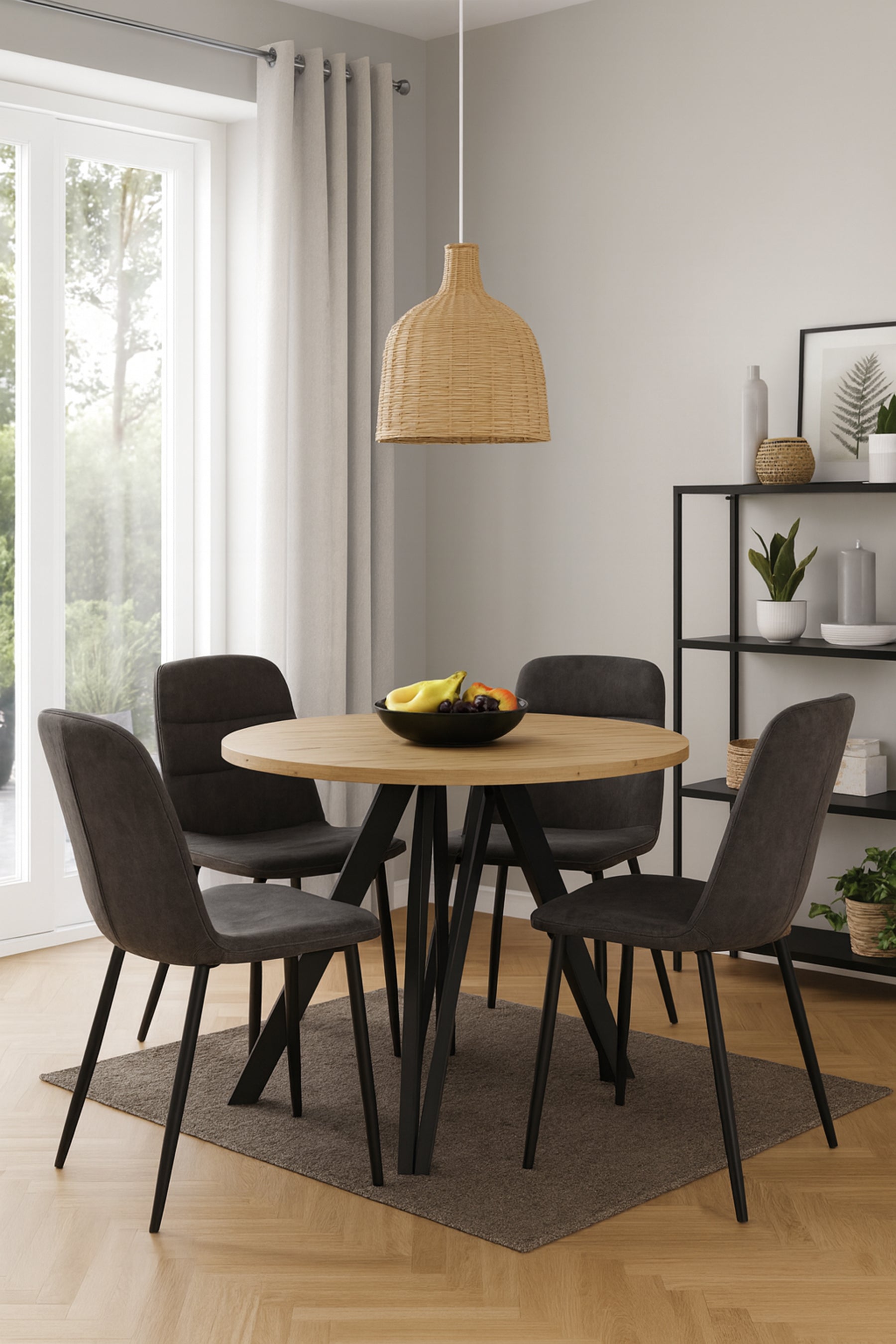 selsey-nuuvel-ausziehbarer-esstisch-100-180x100-cm-artisan-eiche-schwarze-beine image 2