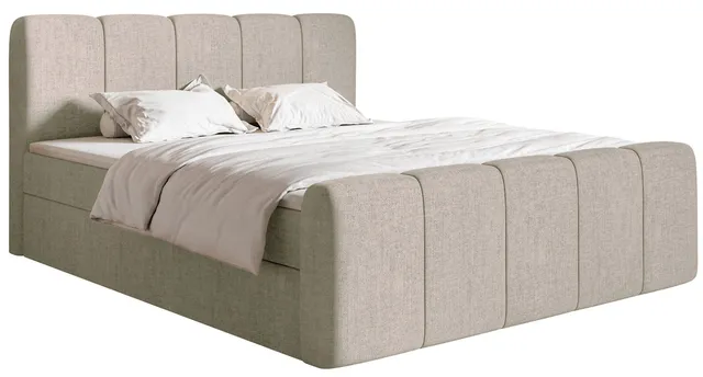 selsey-cloudy-ii-kontinentalbett-140x200-cm-grau-braun-chenille-mit-topper-staur image 1