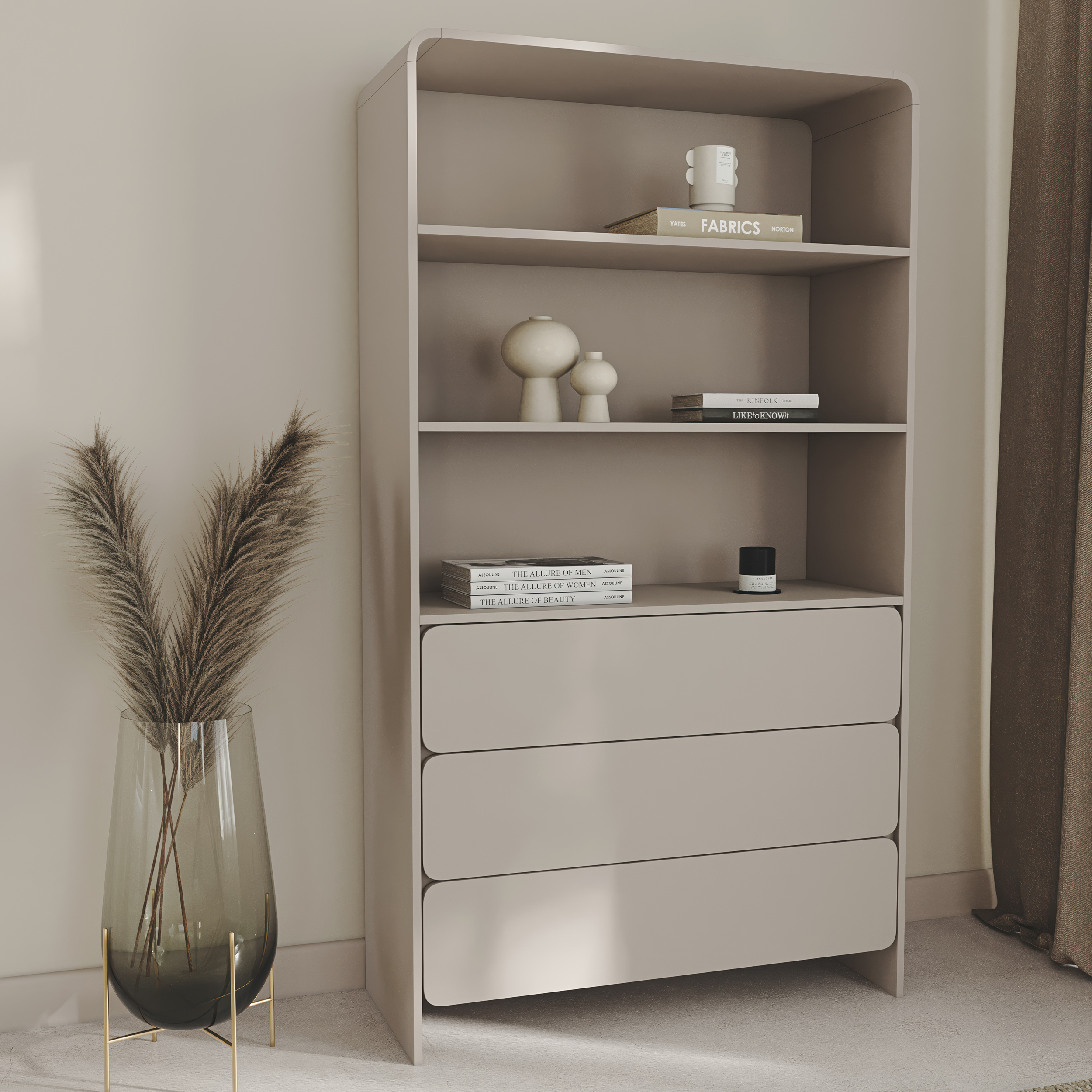 selsey-lummo-regal-100-cm-mit-drei-schubladen-kaschmir image 4