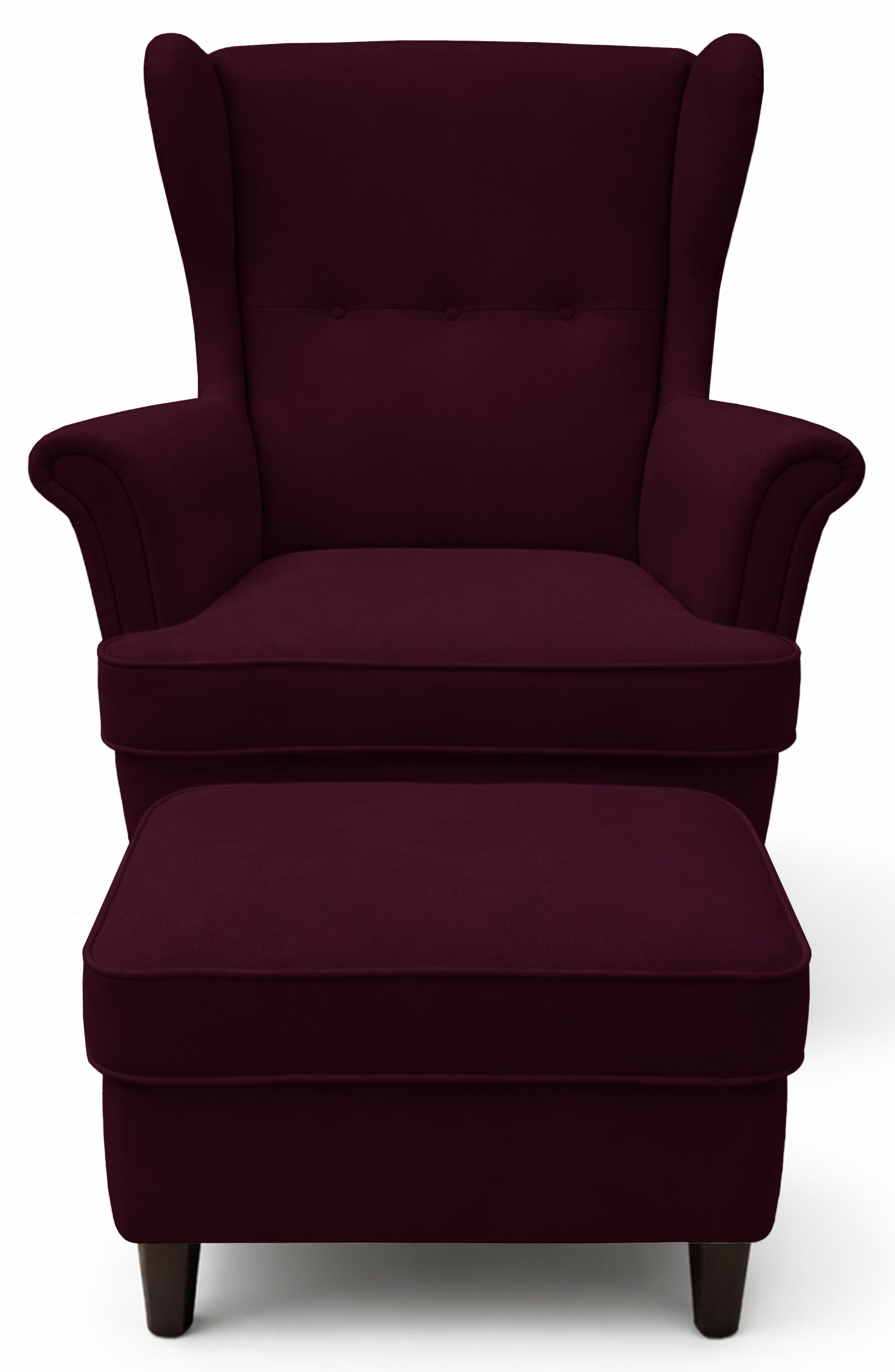 selsey-malmello-ohrensessel-mit-hocker-burgunderroter-samt-schwarze-beine image 3
