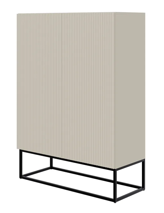selsey-veldio-zweit-rige-kommode-90-cm-grau-beige-mit-gefr-ster-front-und-schwar image 1