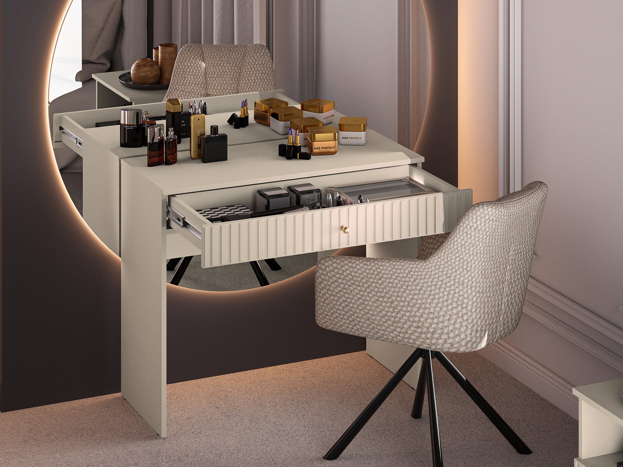 selsey-caletto-schminktisch-92-cm-mit-schublade-lamellen-beige image 6